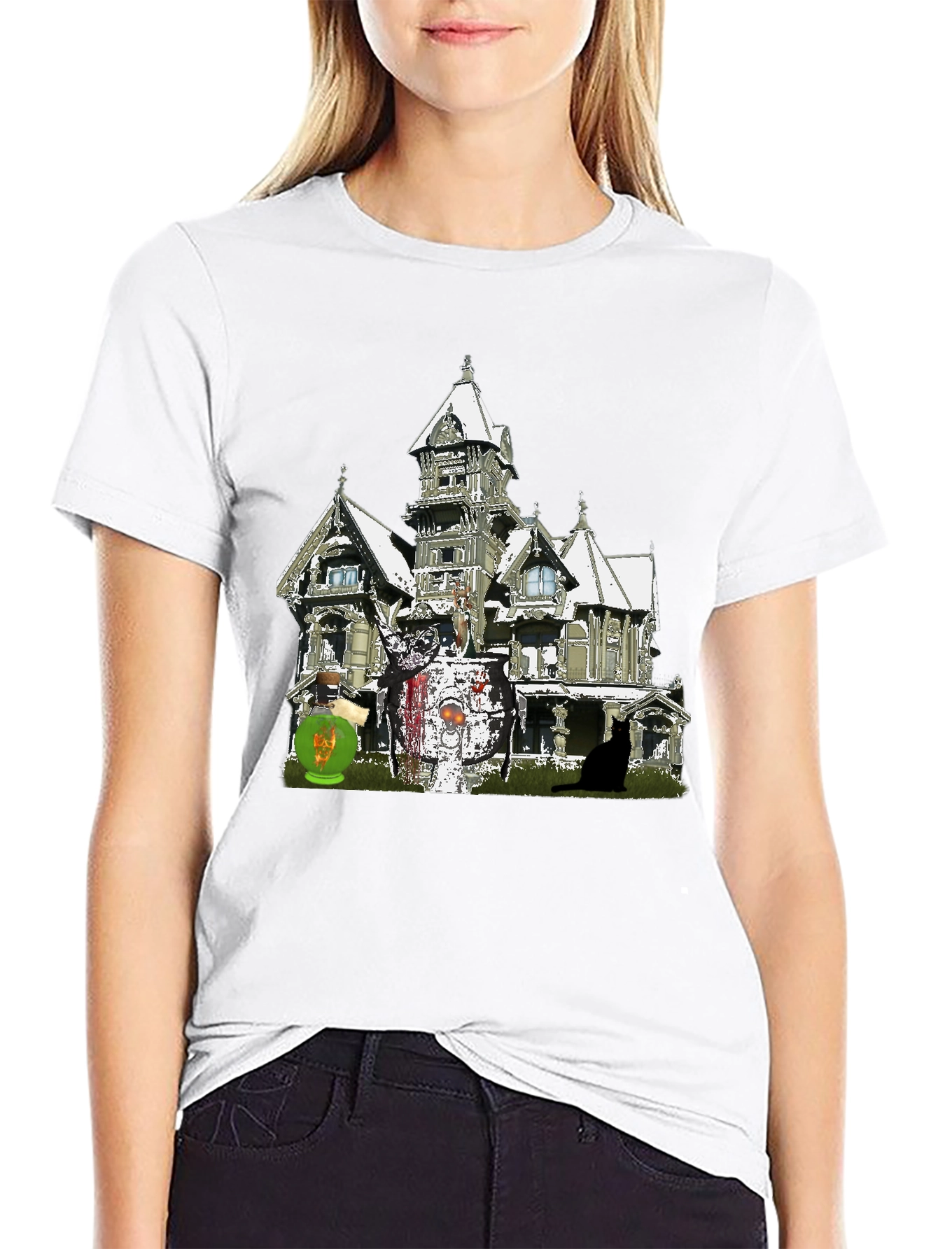 Haunted House Graphic Tee - Spooky Season
