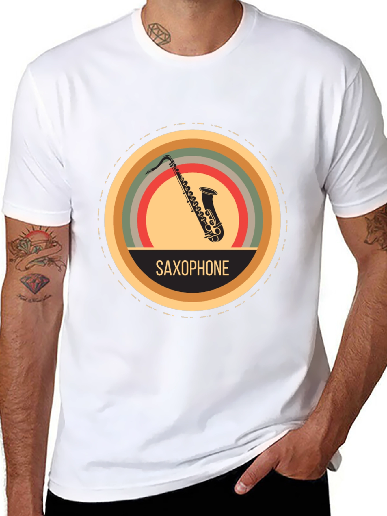 Retro Saxophone Graphic Tee - Classic Music Lover T-Shirt