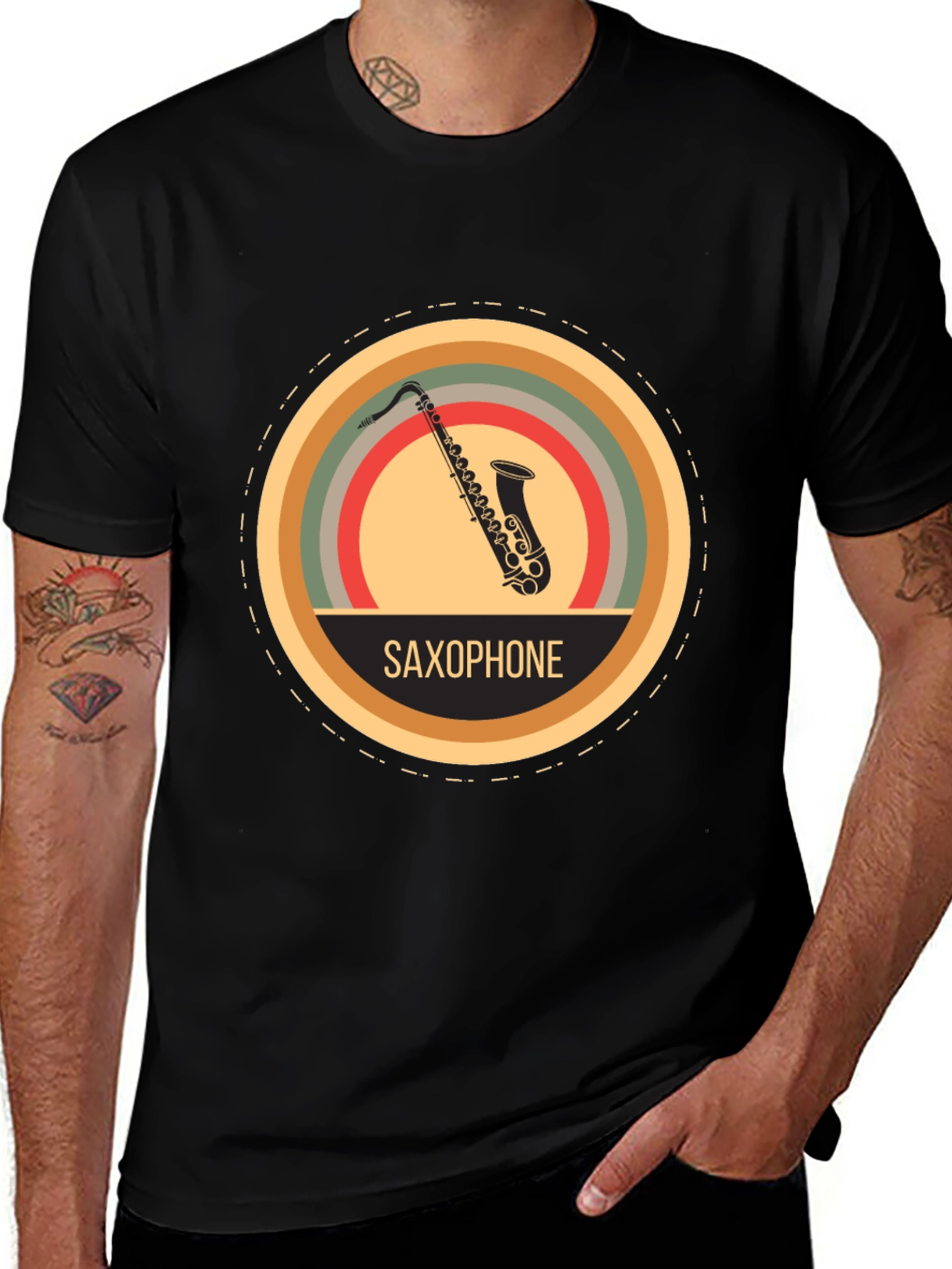 Retro Saxophone Graphic Tee - Classic Music Lover T-Shirt