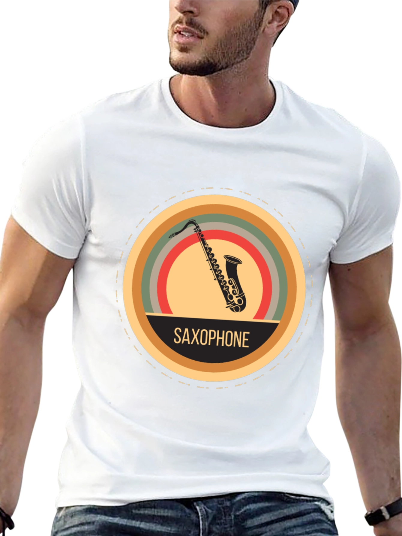 Retro Saxophone Graphic Tee - Classic Music Lover T-Shirt