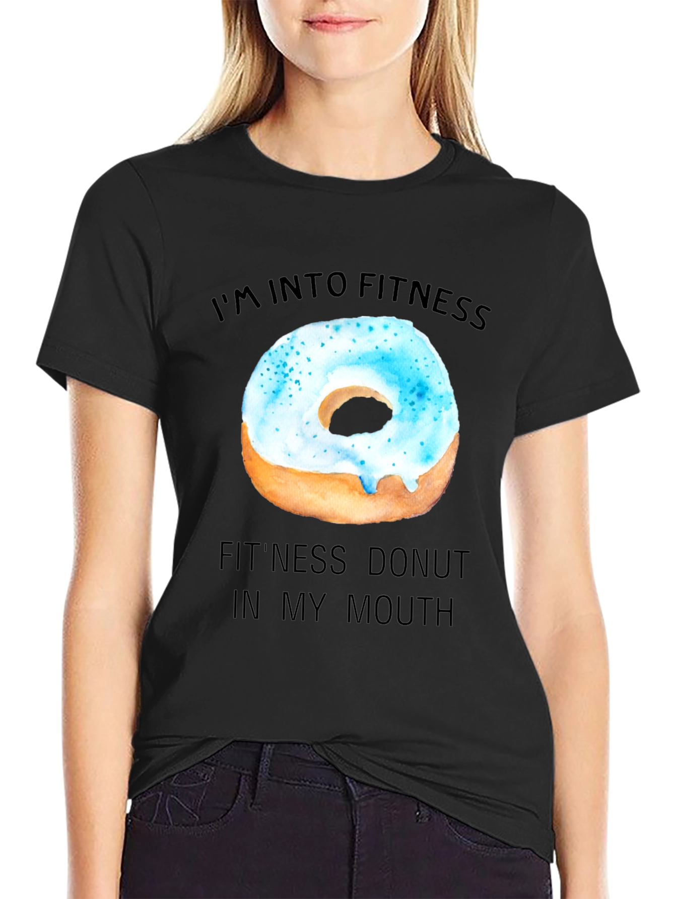 Fitness Donut Graphic Tee - Black Casual T-Shirt