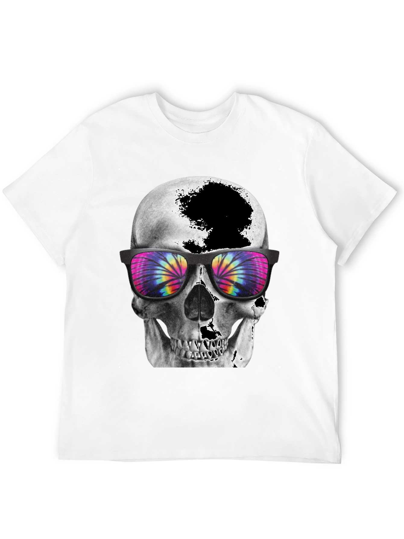 Skull Tie-Dye Sunglasses Graphic T-Shirt