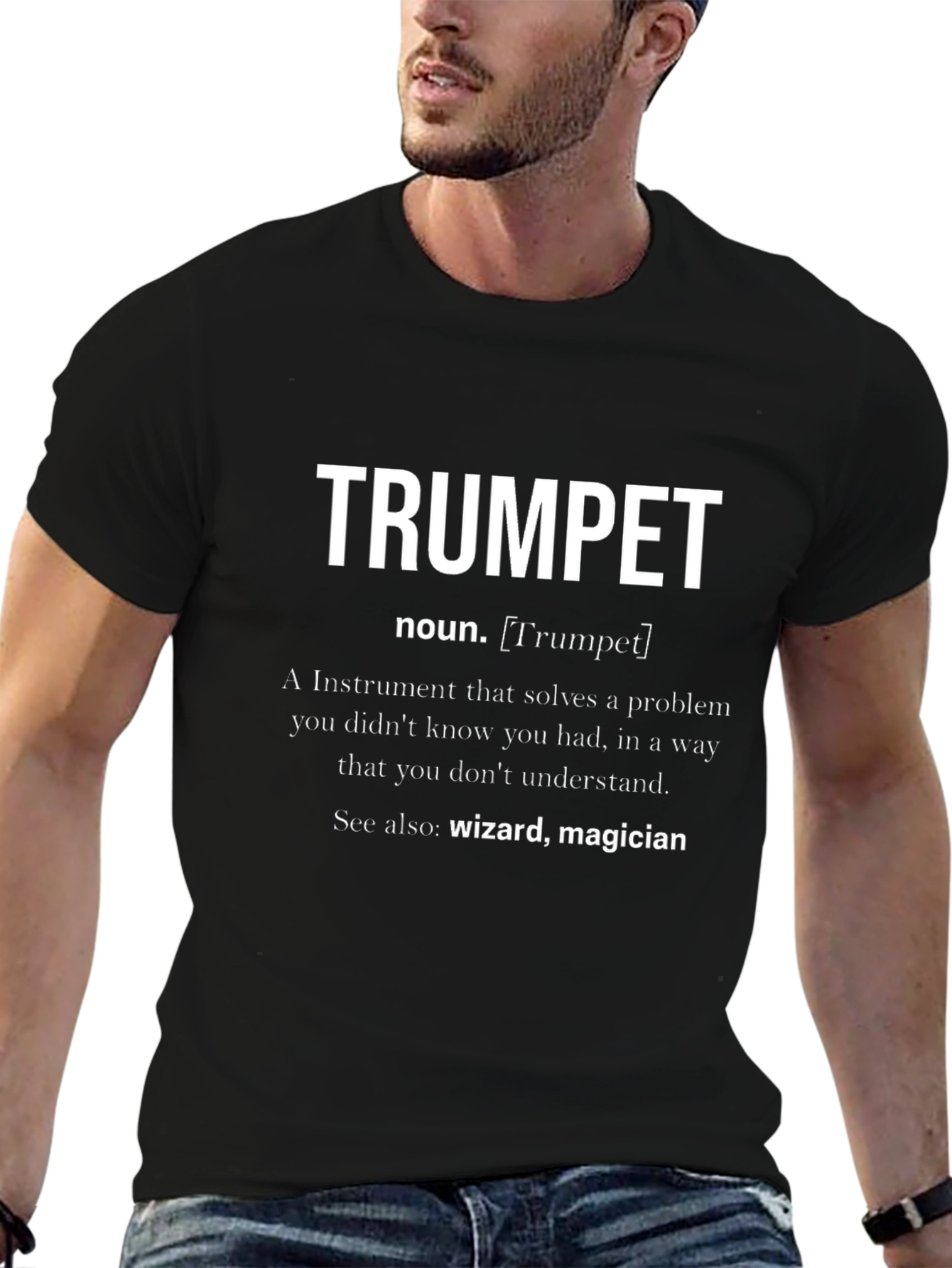 Trumpet Definition Black T-Shirt - Musician Wizard Magician