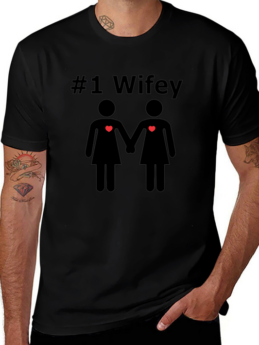 #1 Wifey Lesbian Couple Graphic Tee - Black