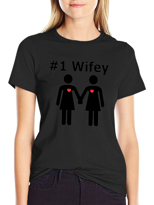 #1 Wifey Lesbian Couple Graphic Tee - Black