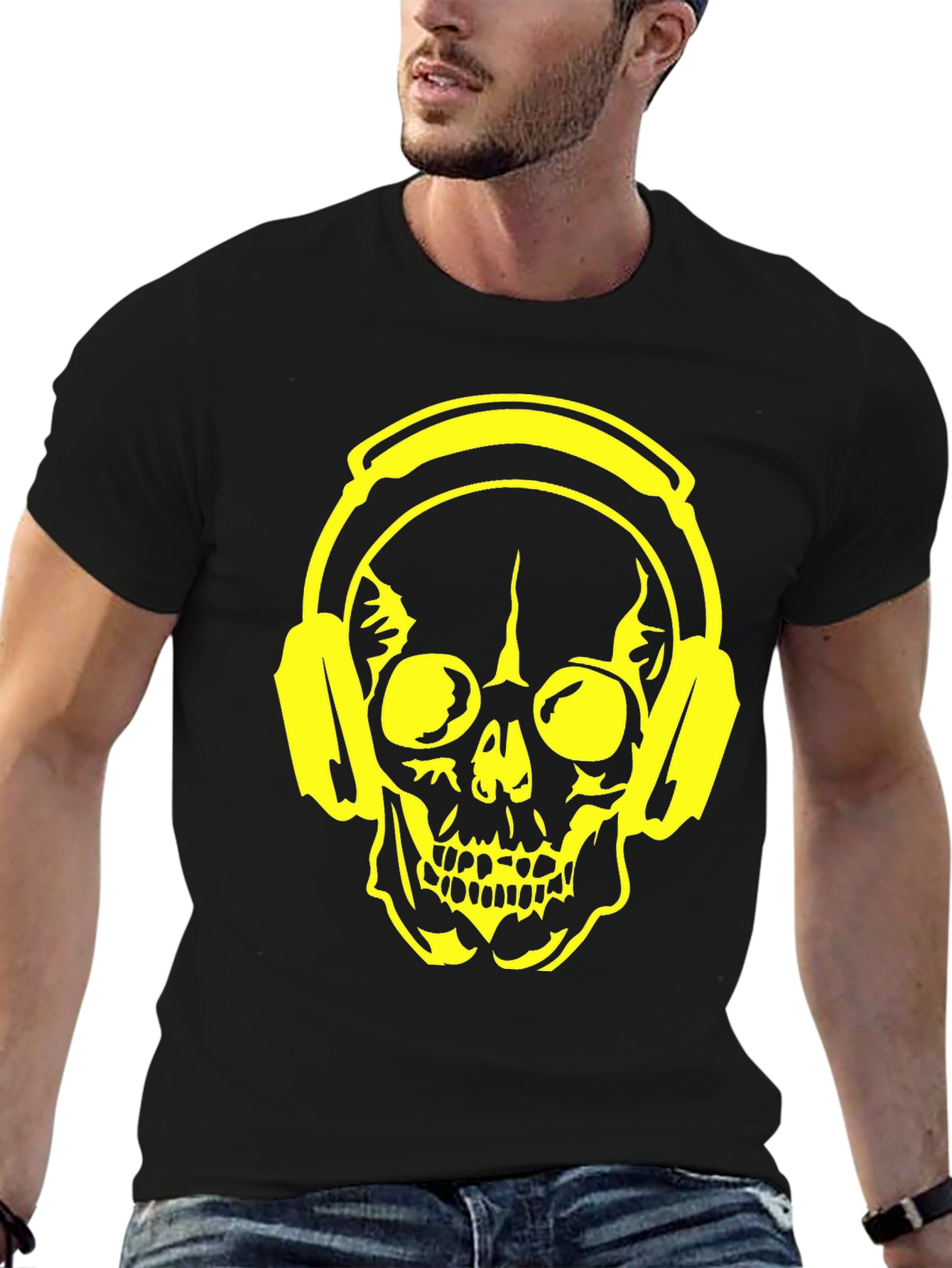 Skull Headphone Graphic T-Shirt