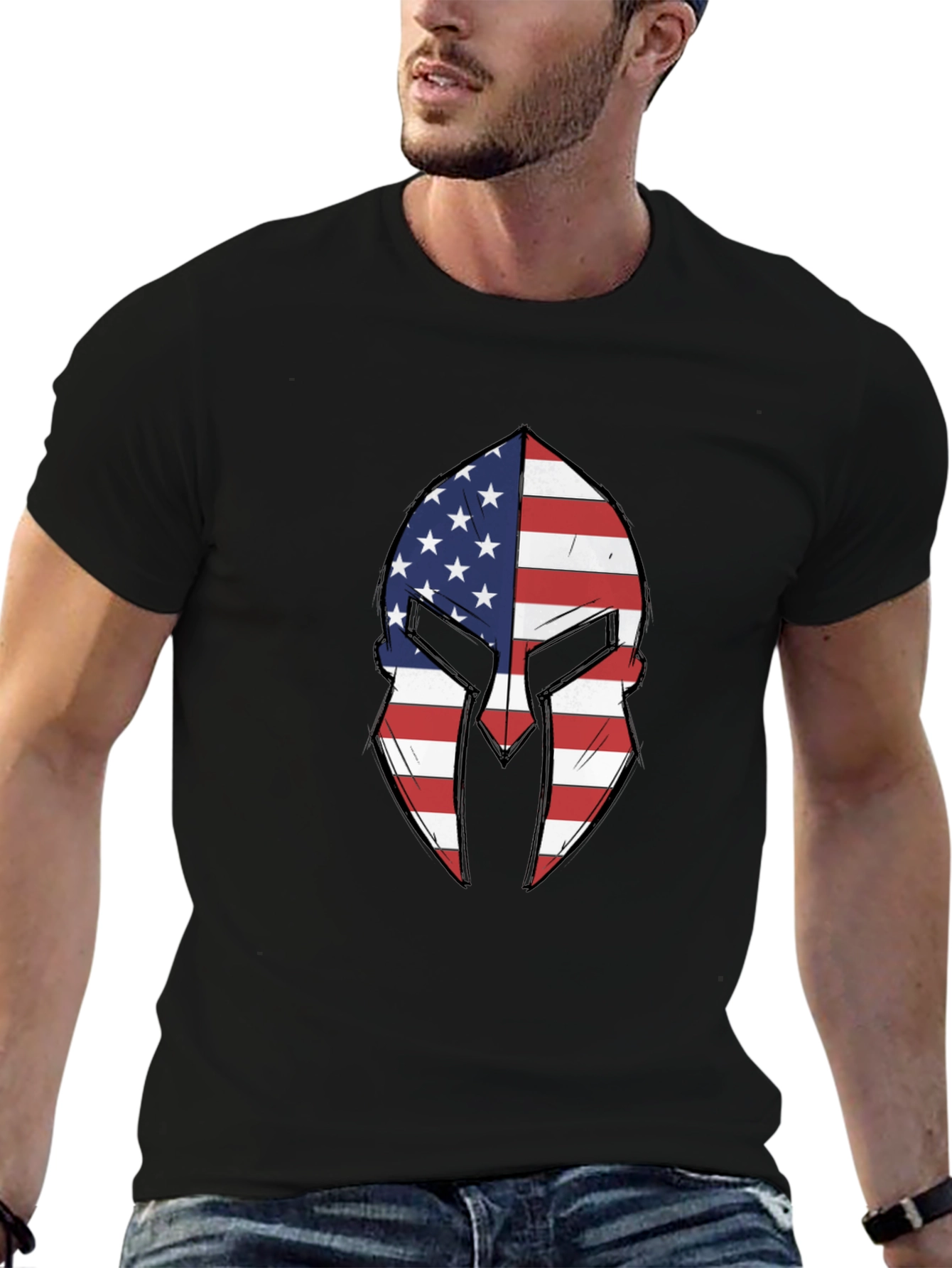 American Spartan Helmet Graphic T-Shirt