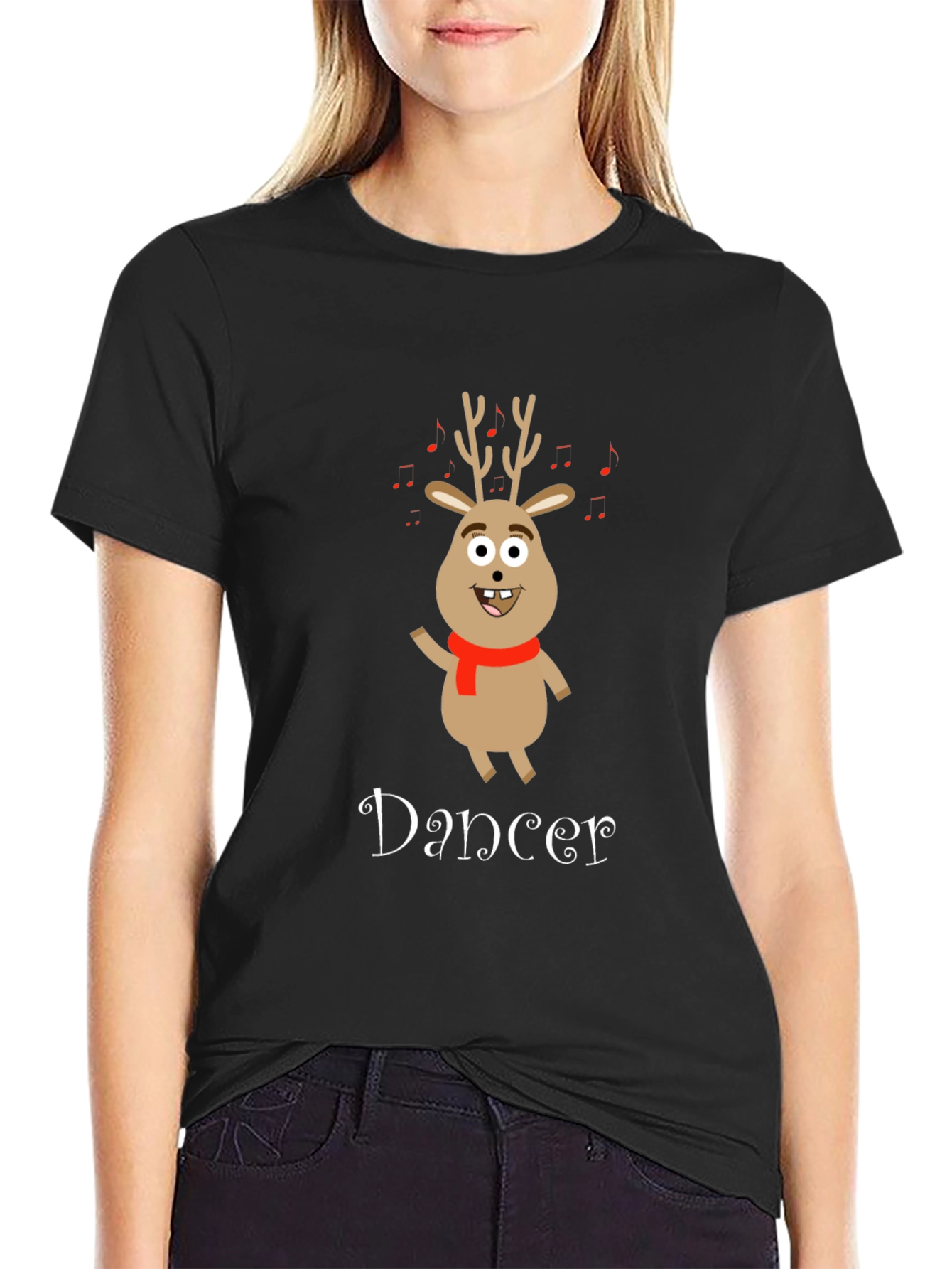 Dancer Reindeer Christmas T-Shirt - Festive Holiday Apparel