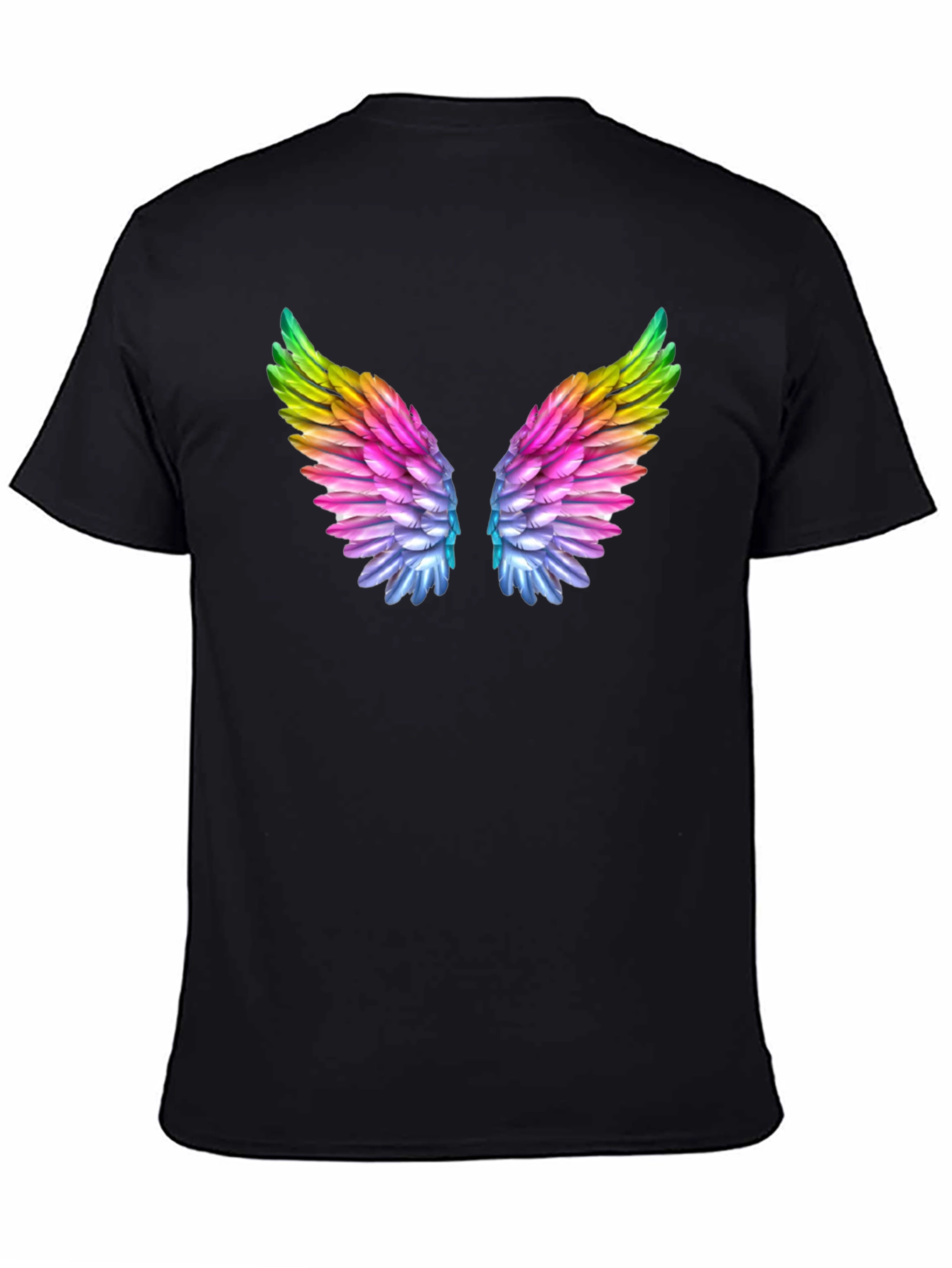 Rainbow Wings Graphic Tee - Stylish Black T-Shirt