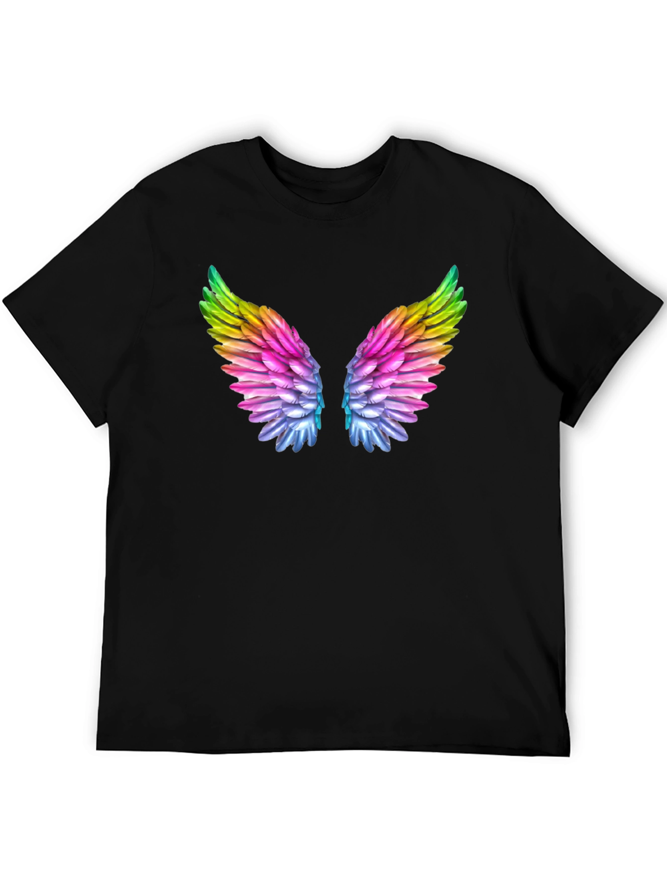 Rainbow Wings Graphic Tee - Stylish Black T-Shirt