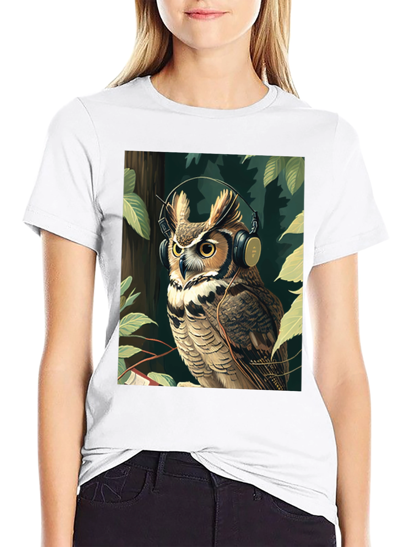 Owl with Headphones Graphic Tee - Stylish & Unique