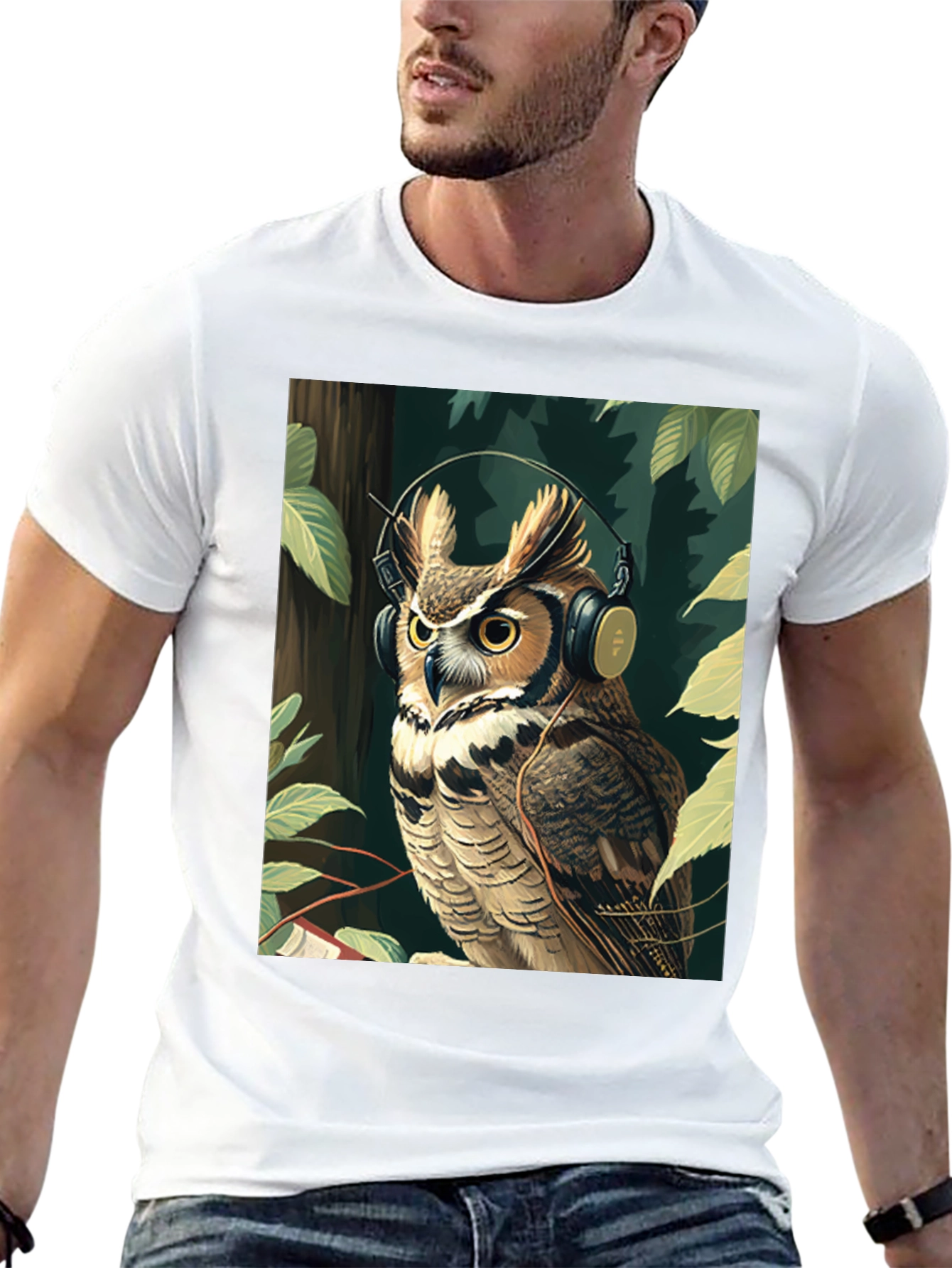 Owl with Headphones Graphic Tee - Stylish & Unique