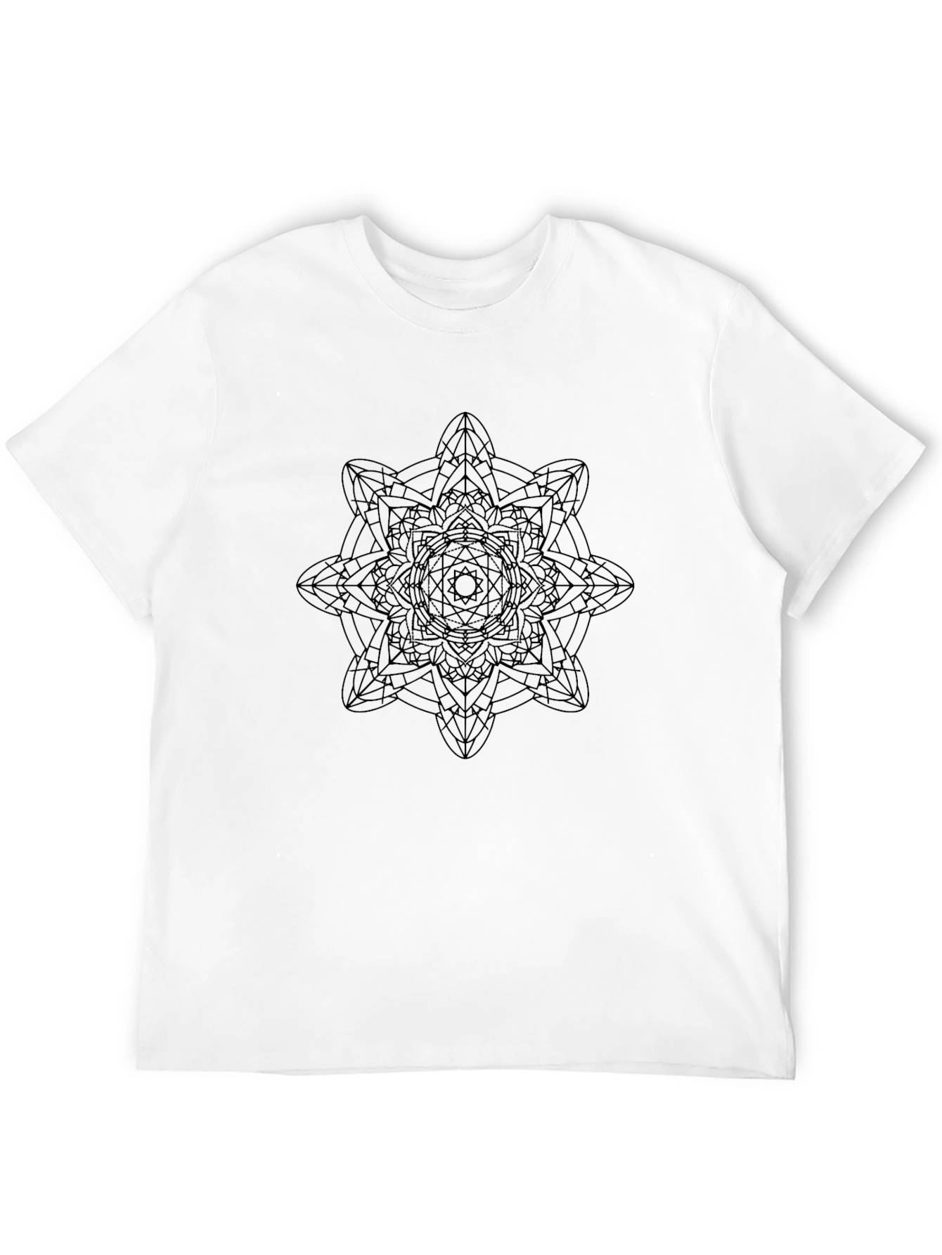 Geometric Mandala Graphic Black T-Shirt