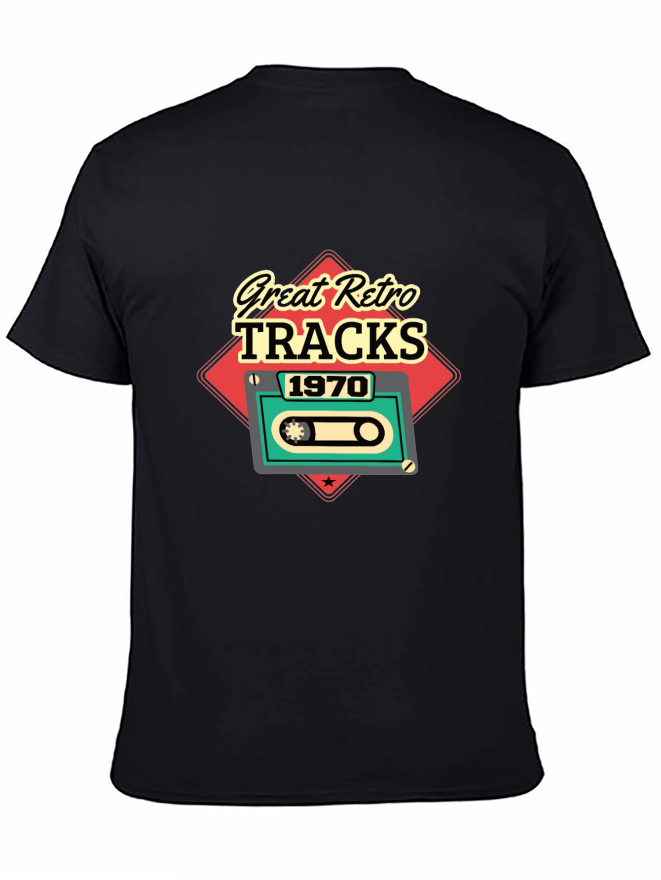 Great Retro Tracks 1970 Cassette Mens Black T-Shirt