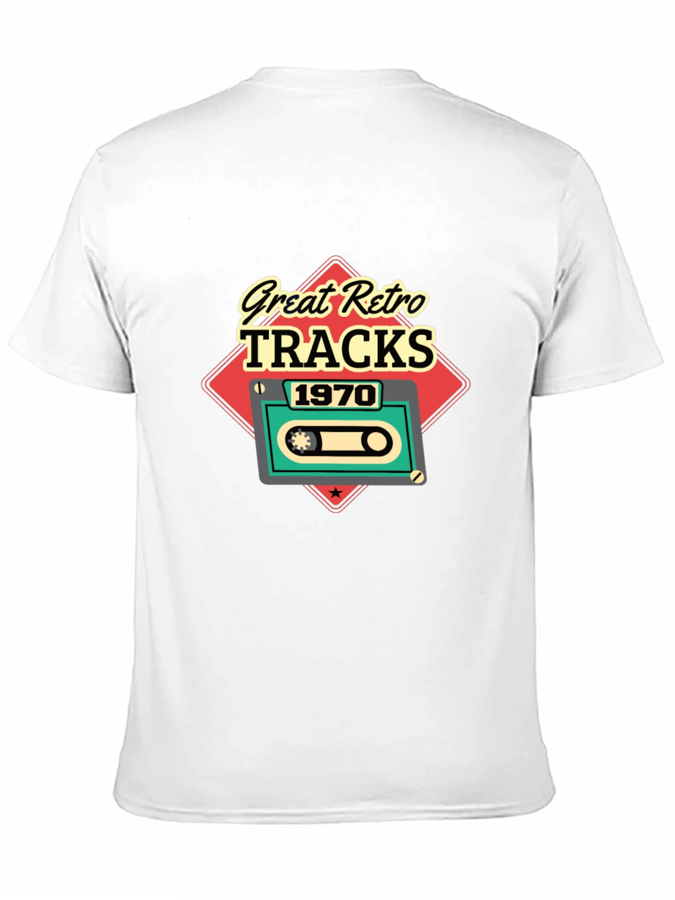 Great Retro Tracks 1970 Cassette Mens Black T-Shirt