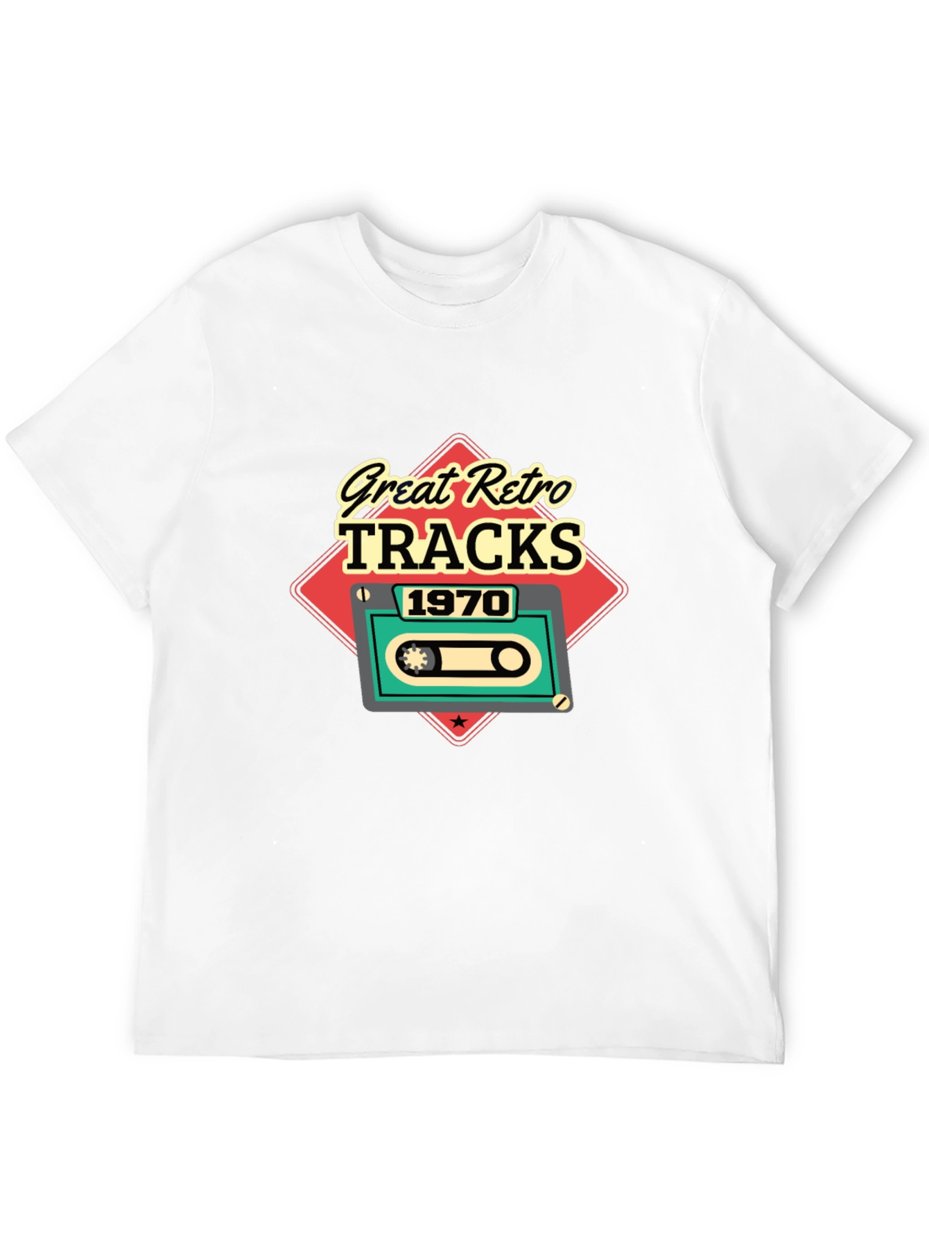Great Retro Tracks 1970 Cassette Mens Black T-Shirt