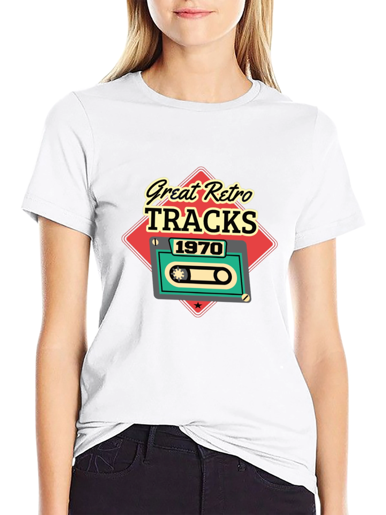 Great Retro Tracks 1970 Cassette Mens Black T-Shirt
