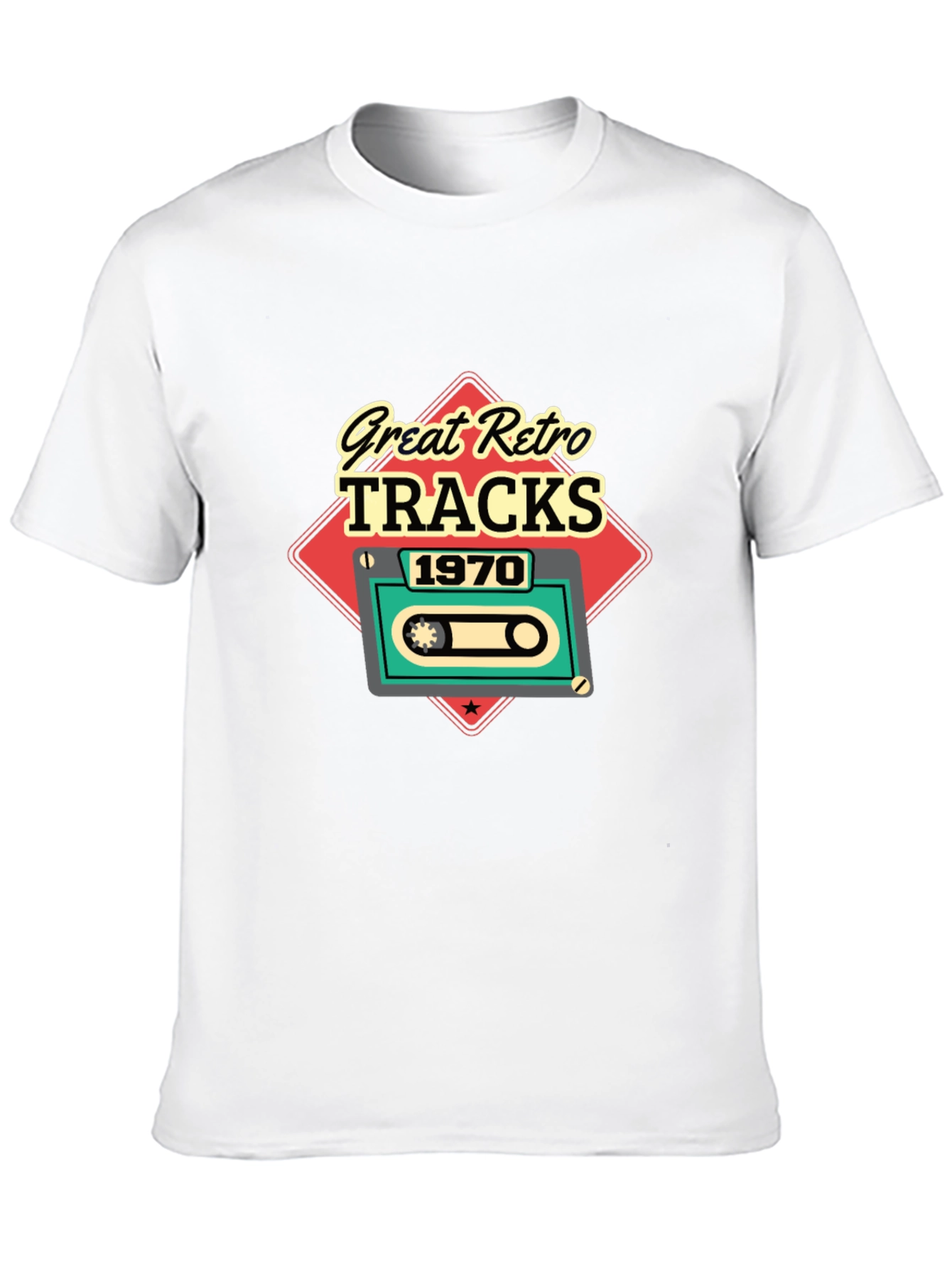 Great Retro Tracks 1970 Cassette Mens Black T-Shirt