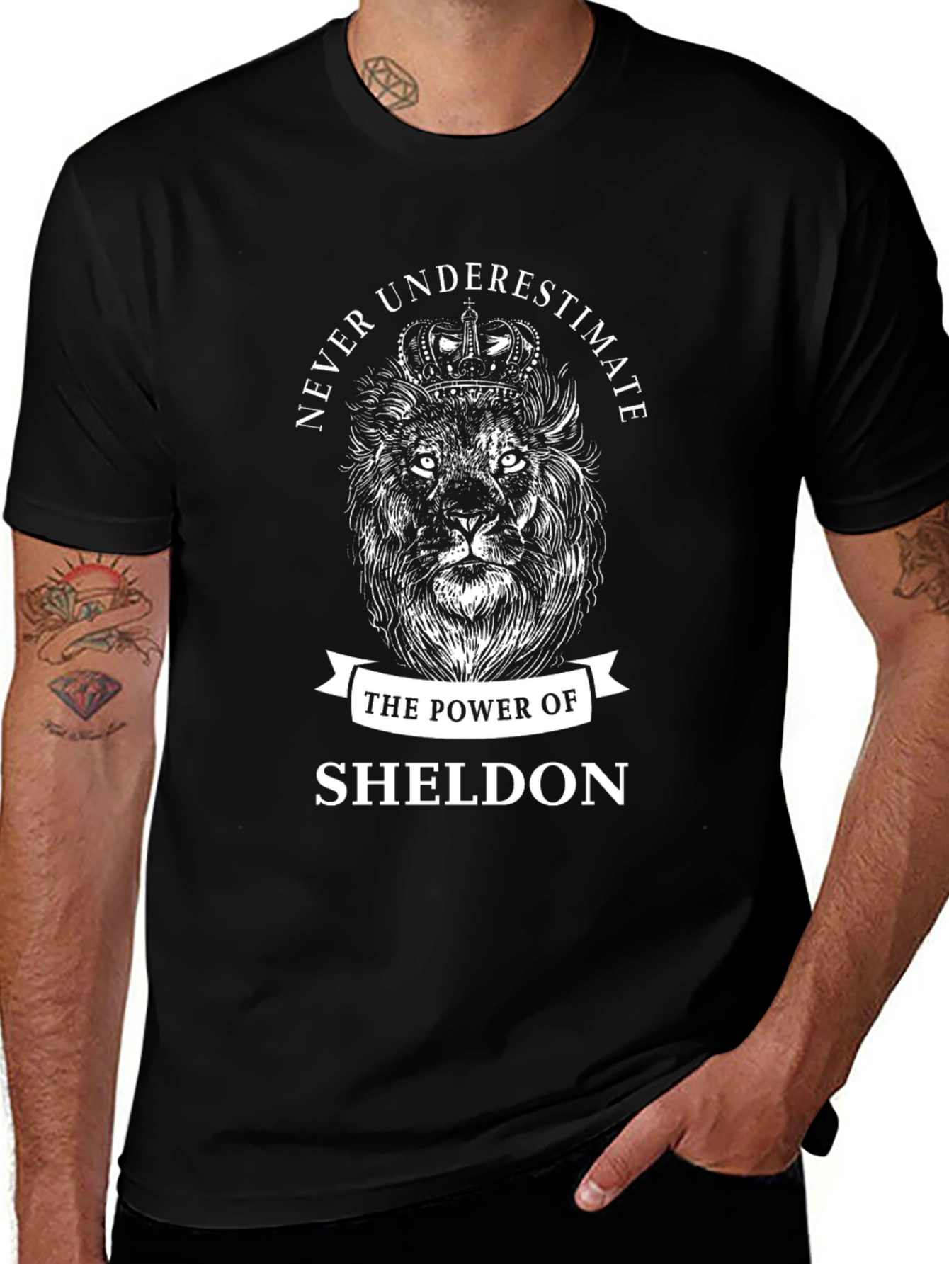 Sheldon Power Lion Graphic Tee - Black Cotton T-Shirt