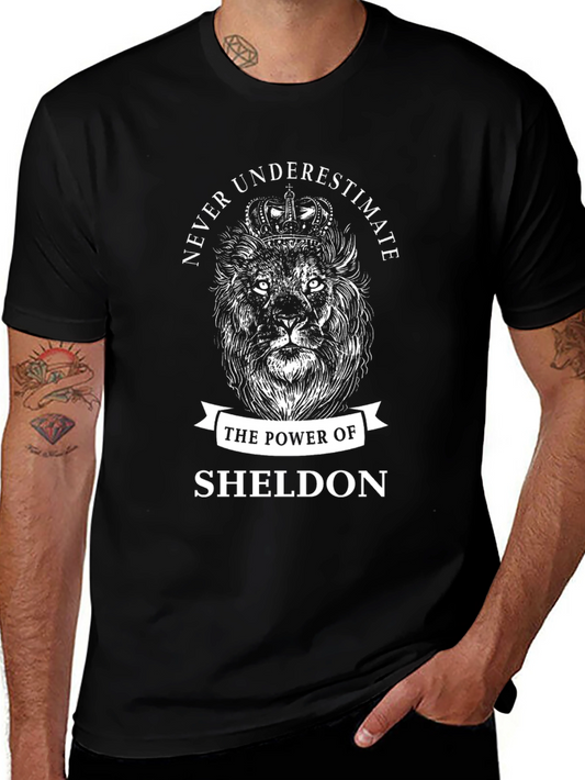 Sheldon Power Lion Graphic Tee - Black Cotton T-Shirt