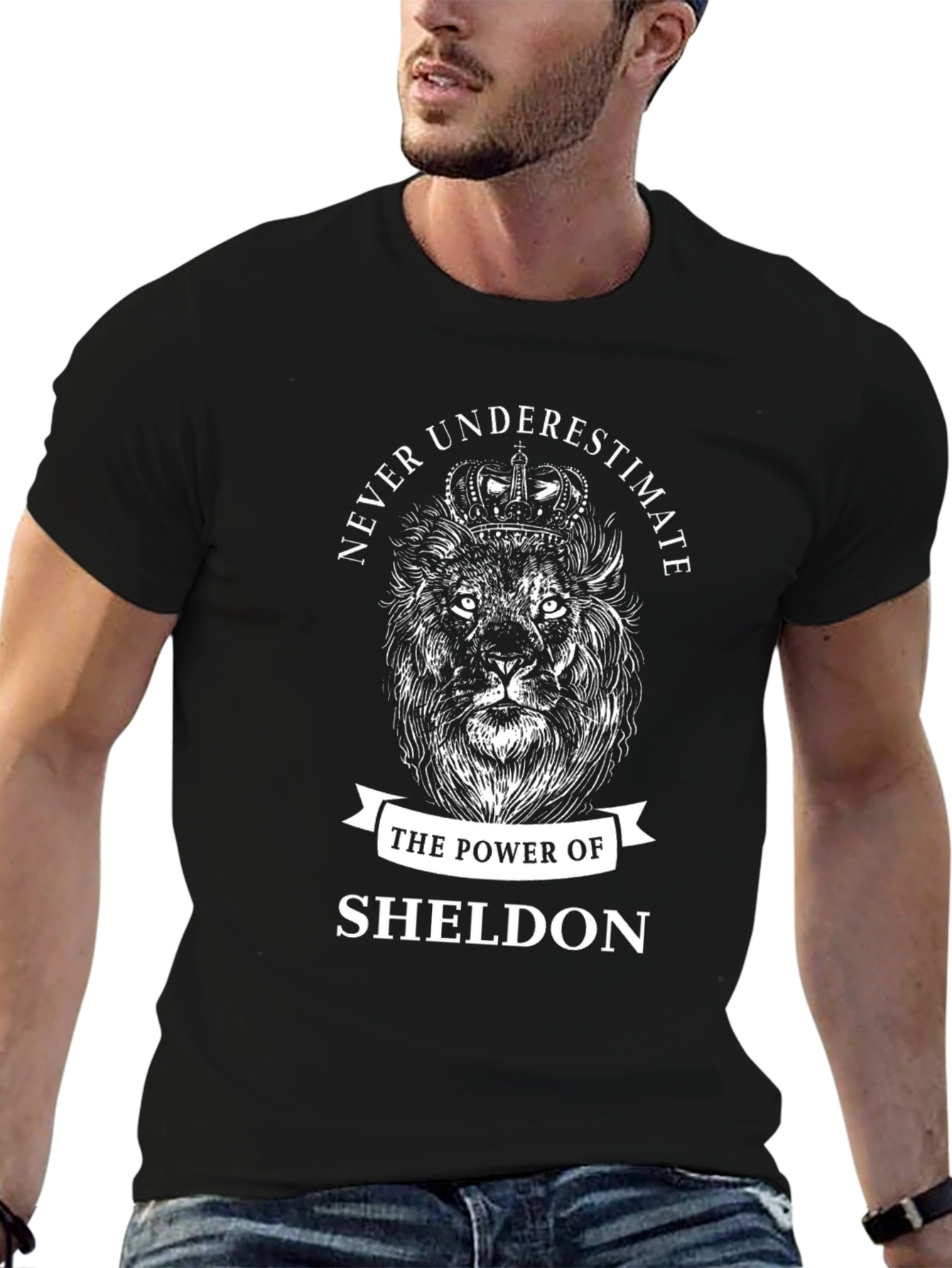 Sheldon Power Lion Graphic Tee - Black Cotton T-Shirt