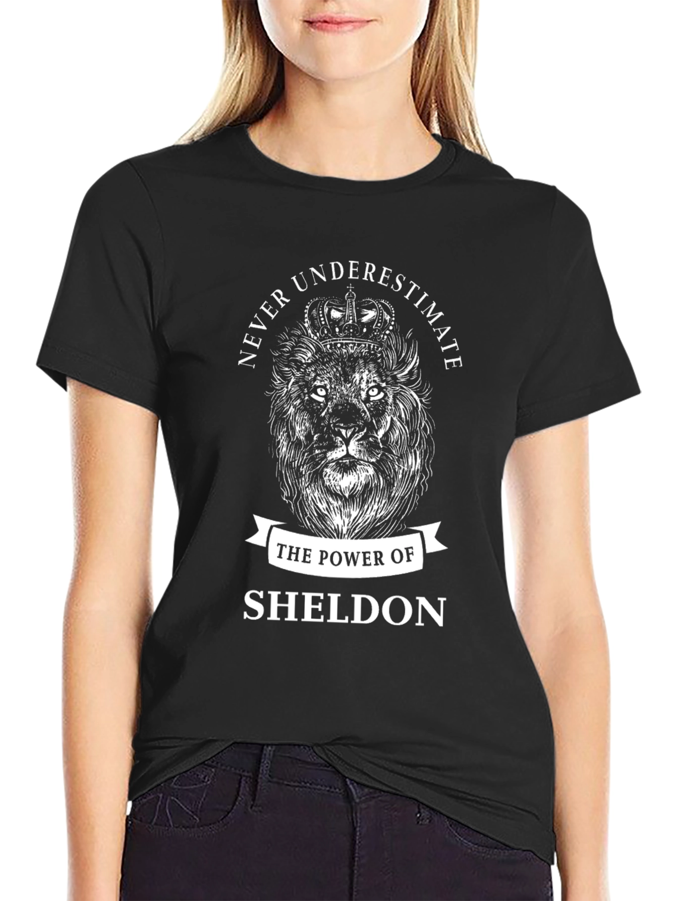 Sheldon Power Lion Graphic Tee - Black Cotton T-Shirt