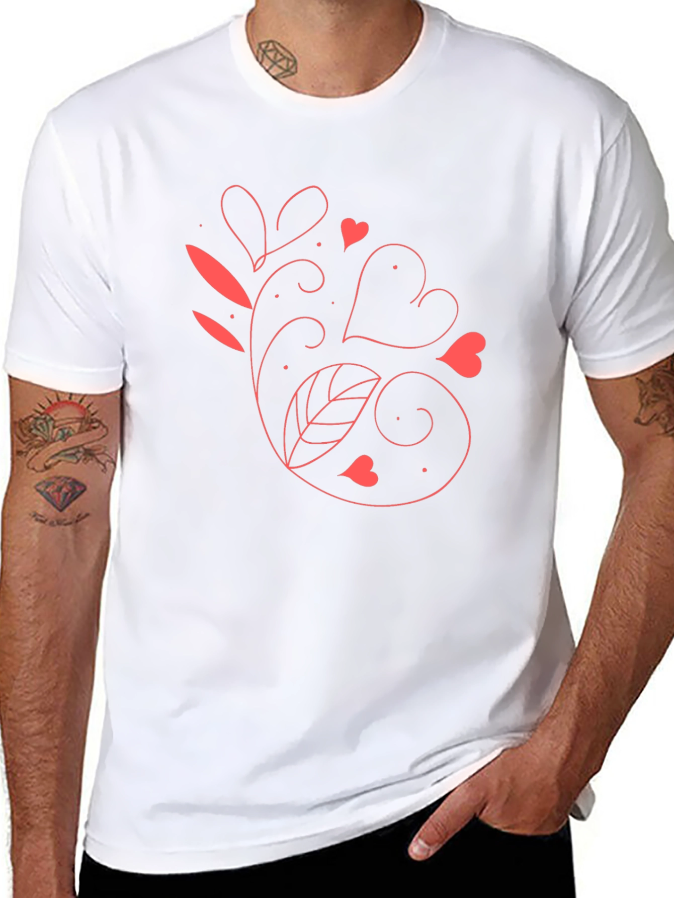 Heart Vine Graphic Black T-Shirt