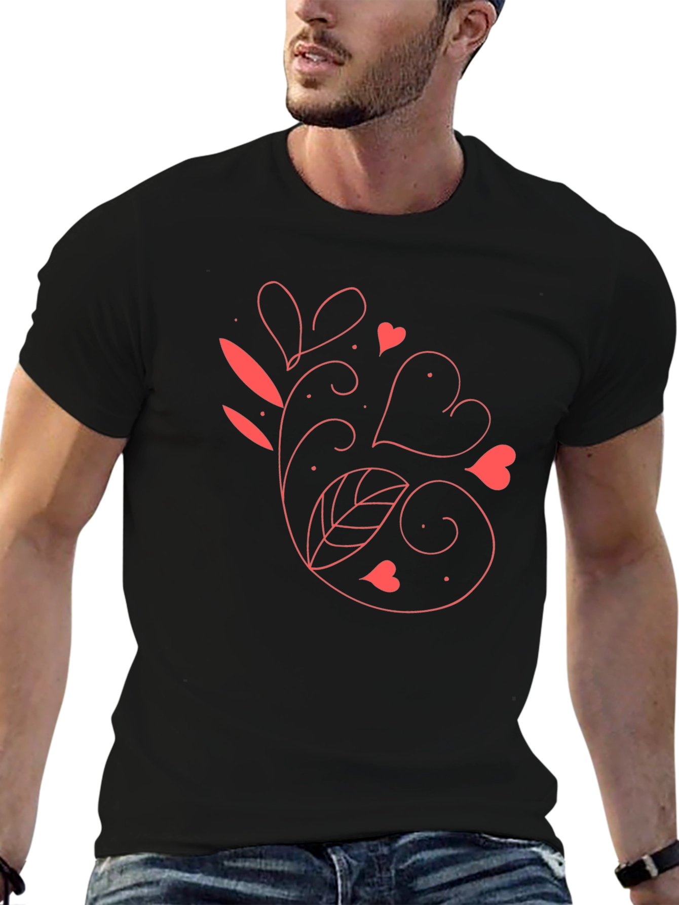 Heart Vine Graphic Black T-Shirt