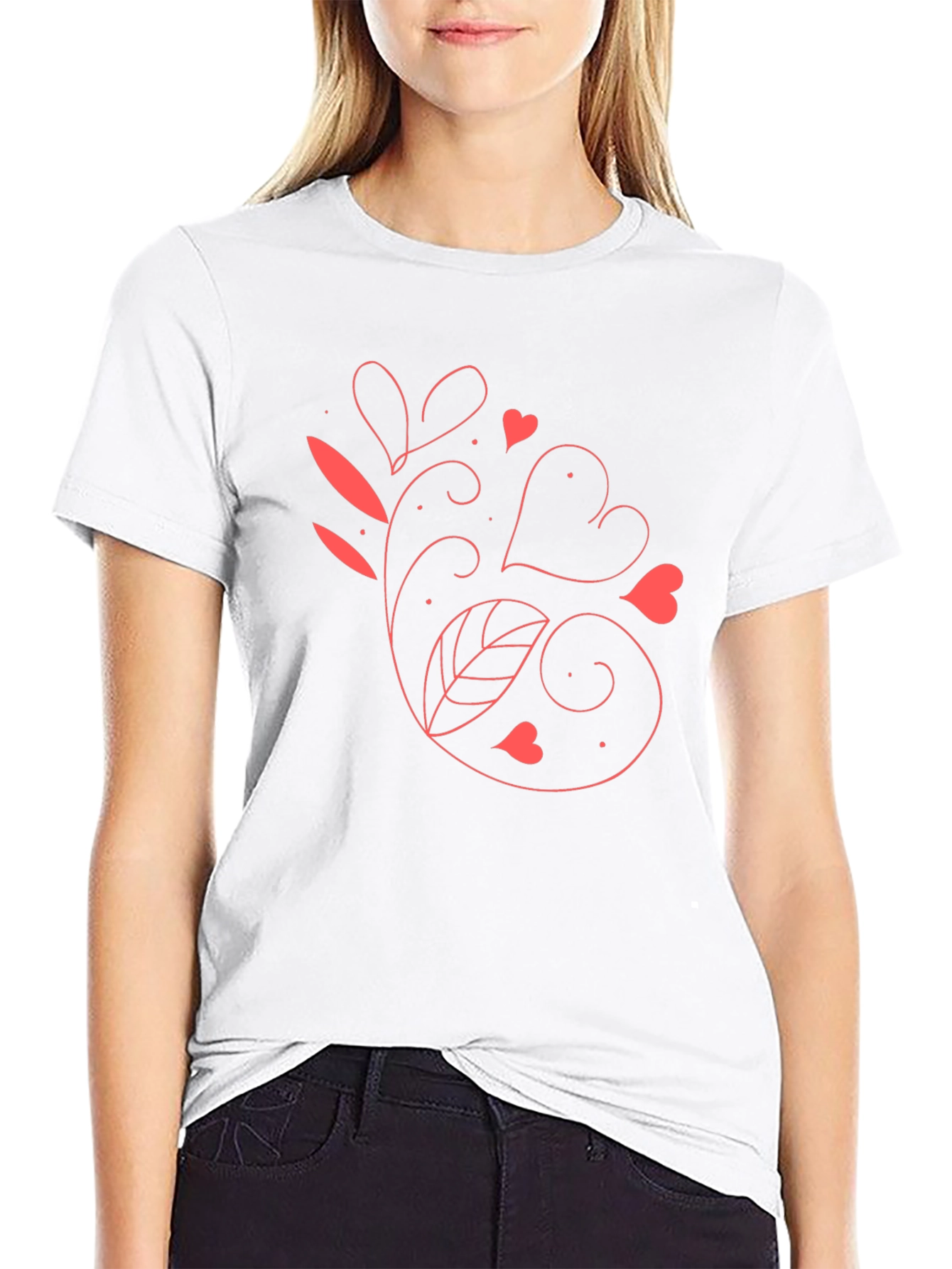 Heart Vine Graphic Black T-Shirt