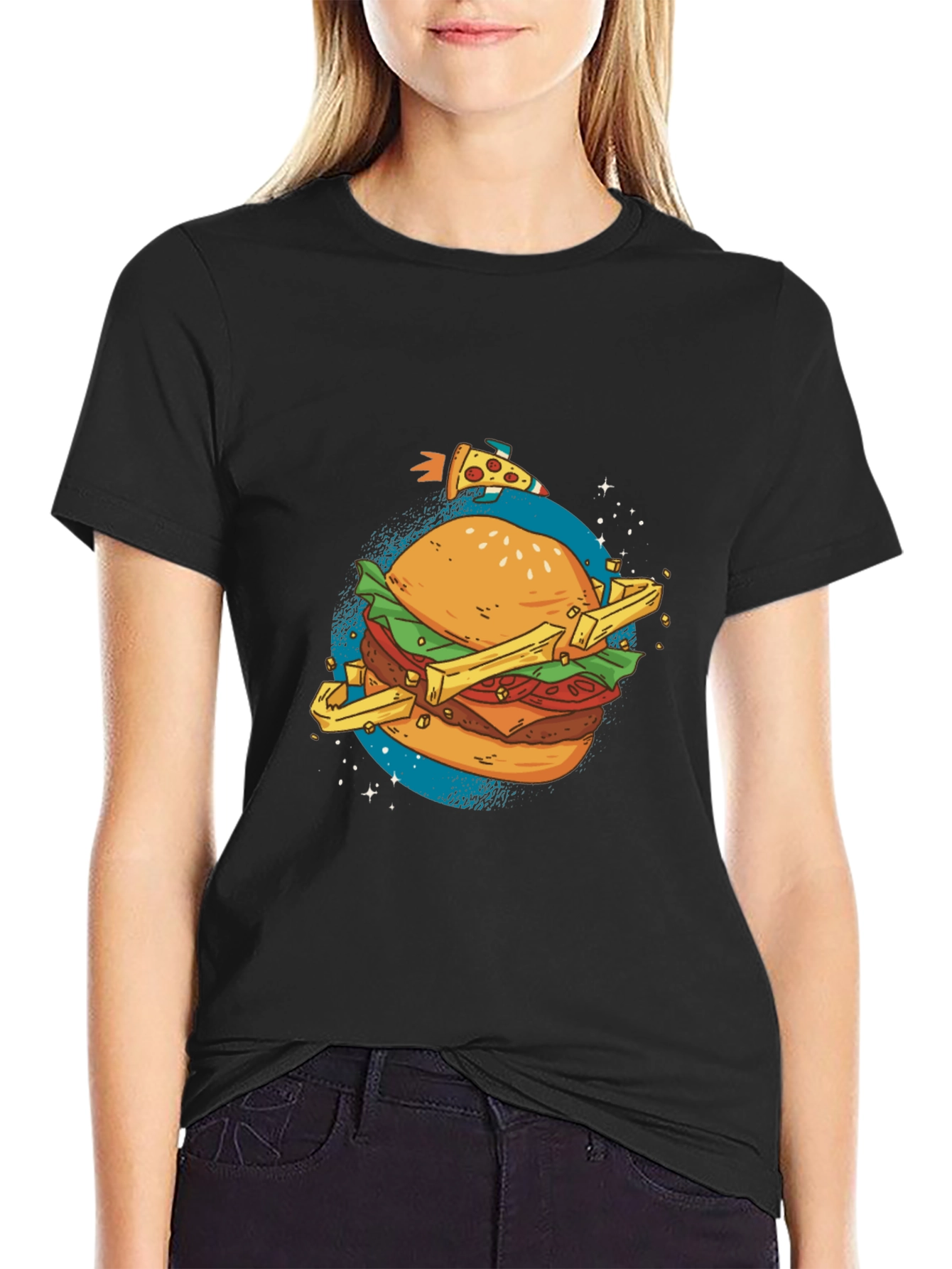 Burger Planet Graphic T-Shirt - Casual Black Tee