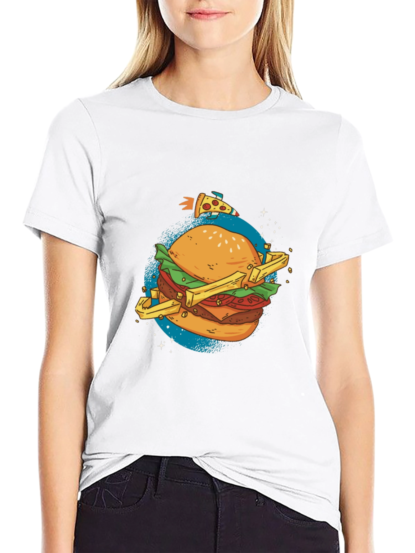 Burger Planet Graphic T-Shirt - Casual Black Tee
