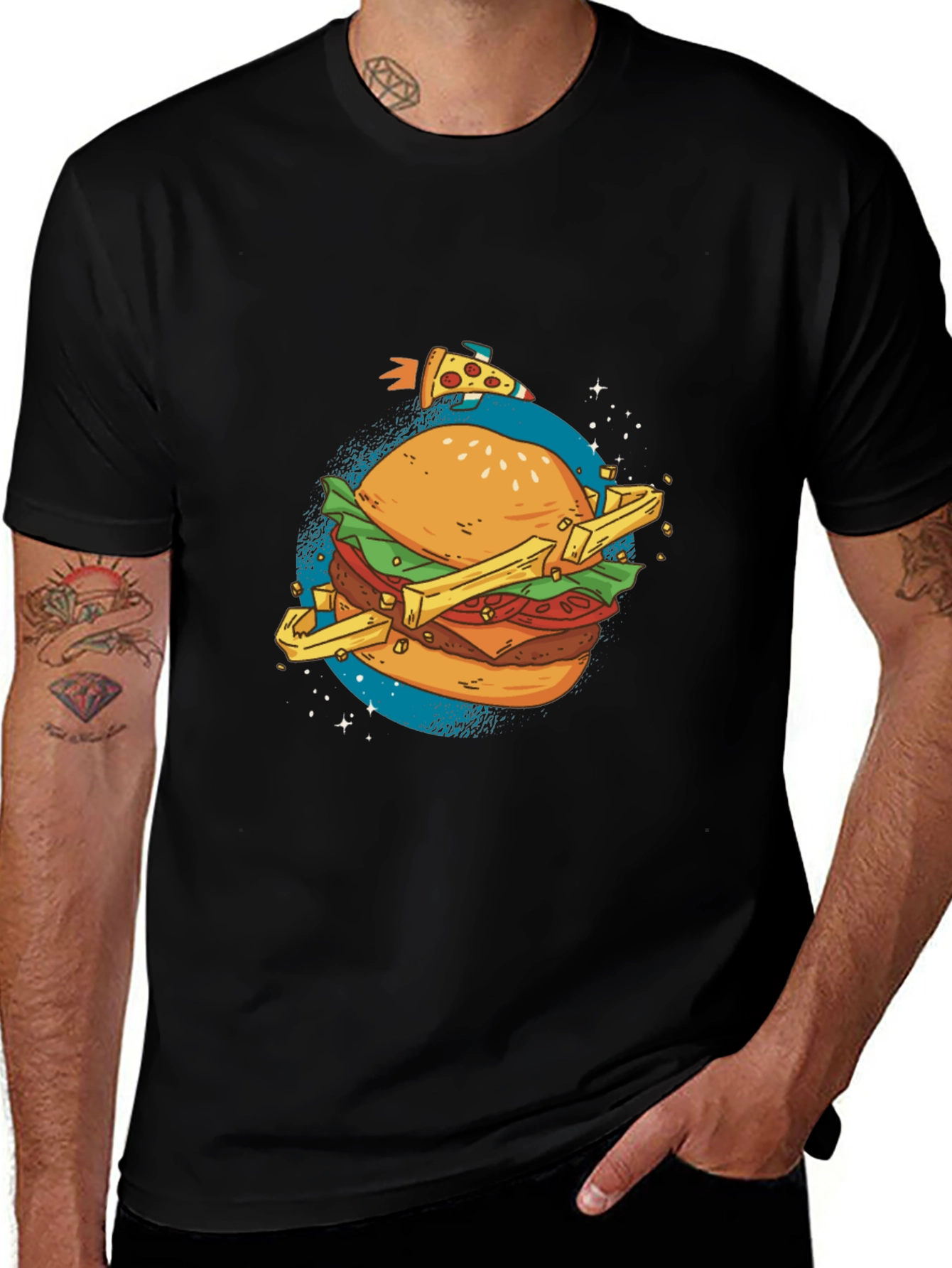 Burger Planet Graphic T-Shirt - Casual Black Tee