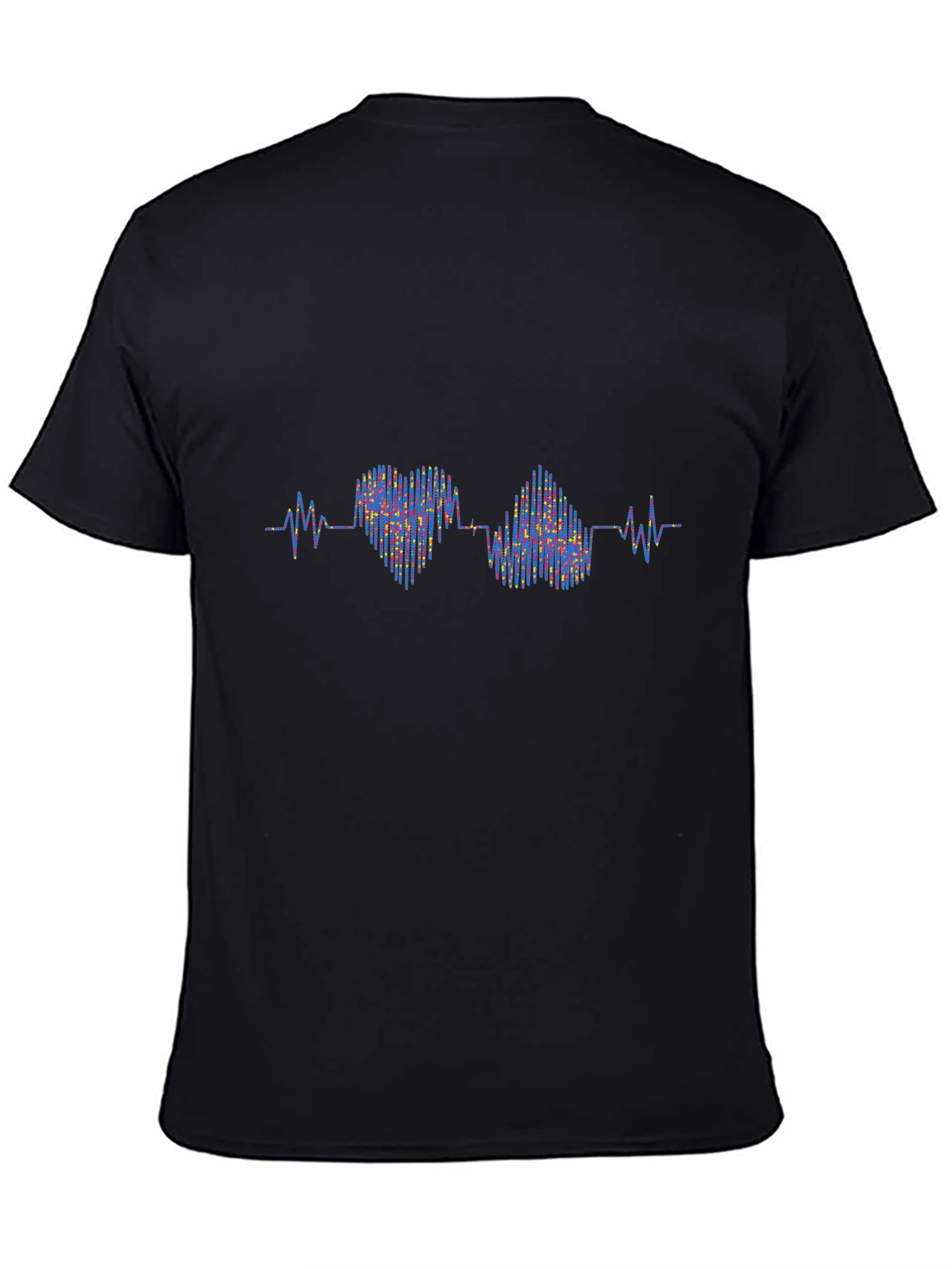 Heartbeat Love Graphic Black T-Shirt