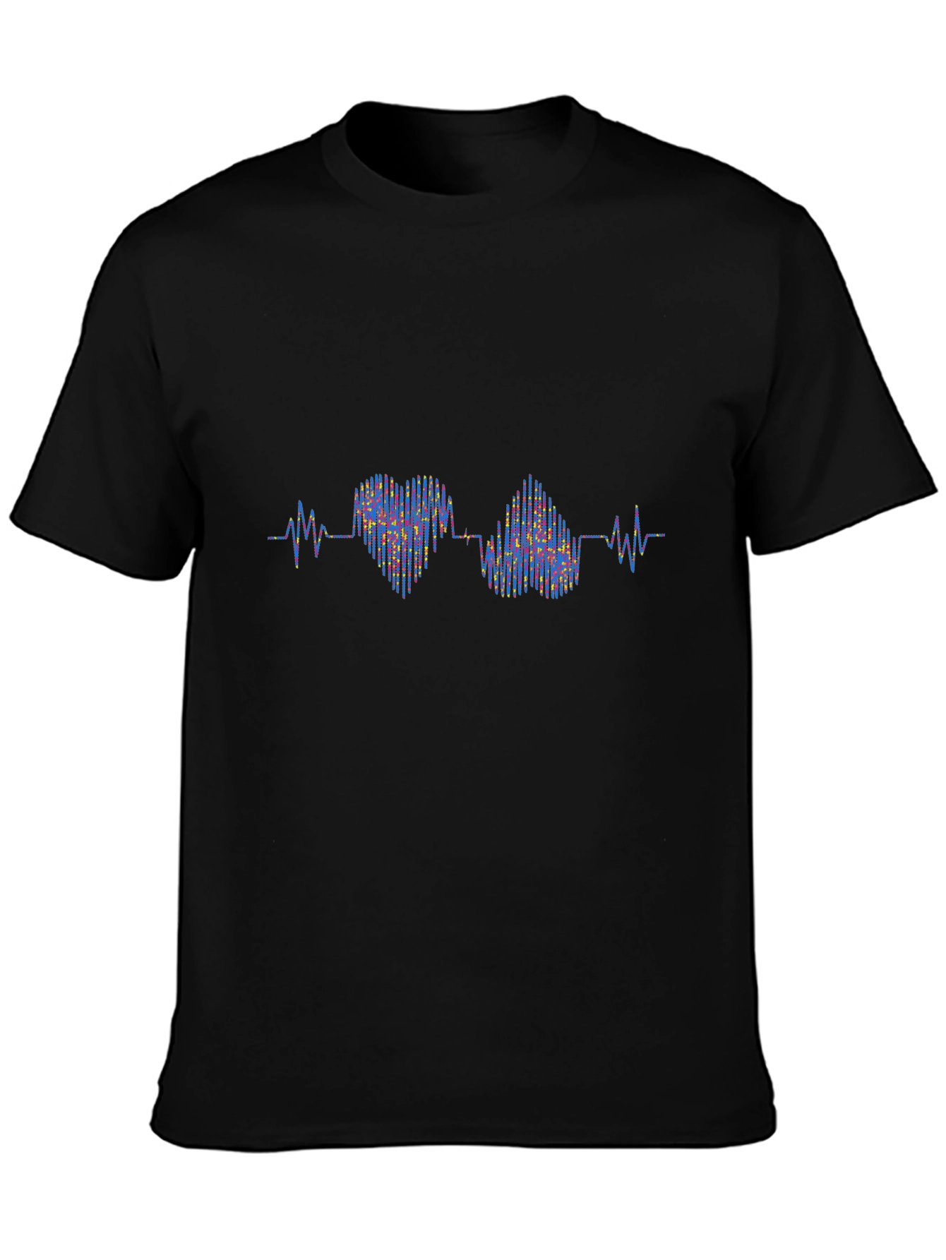 Heartbeat Love Graphic Black T-Shirt