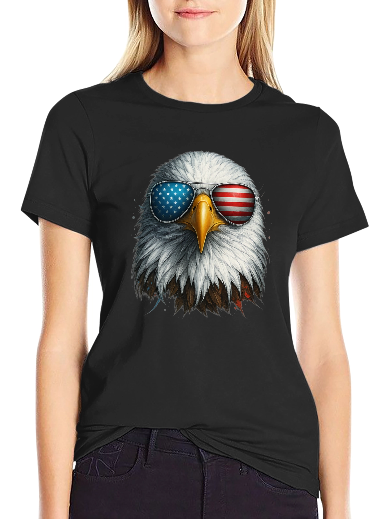 Patriotic Eagle Sunglasses Graphic T-Shirt