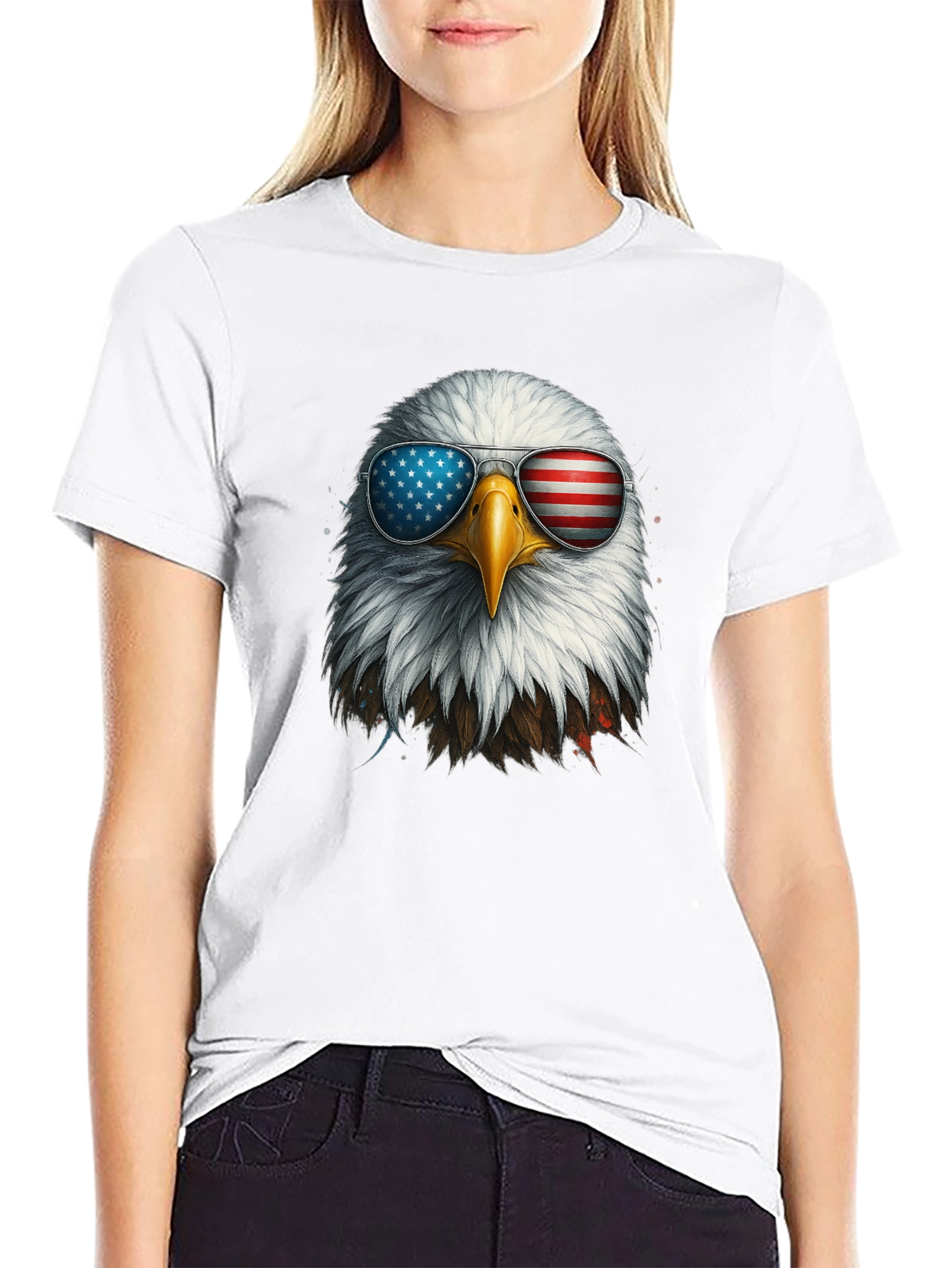 Patriotic Eagle Sunglasses Graphic T-Shirt