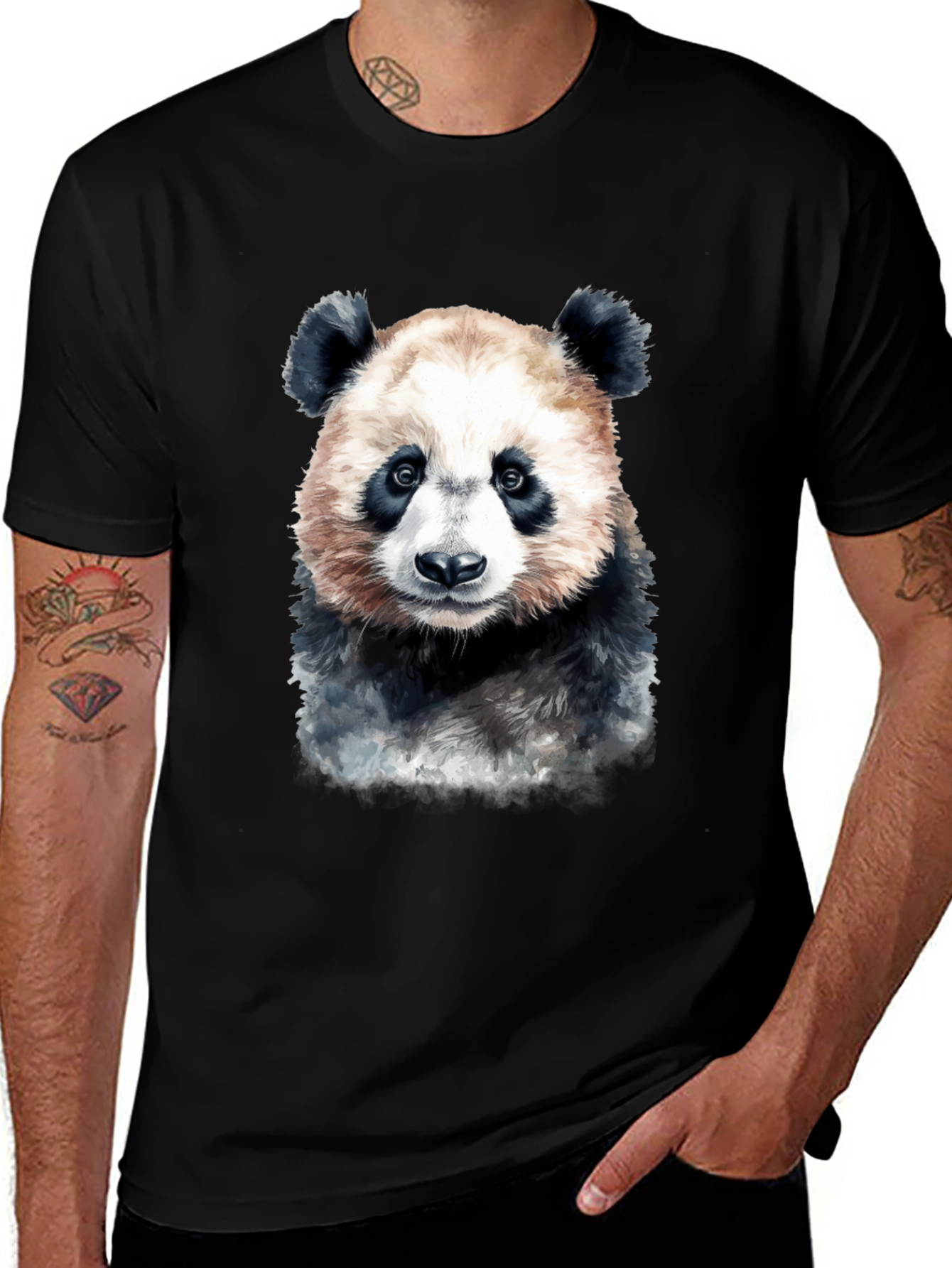Panda Bear Graphic Tee - Soft Black T-Shirt