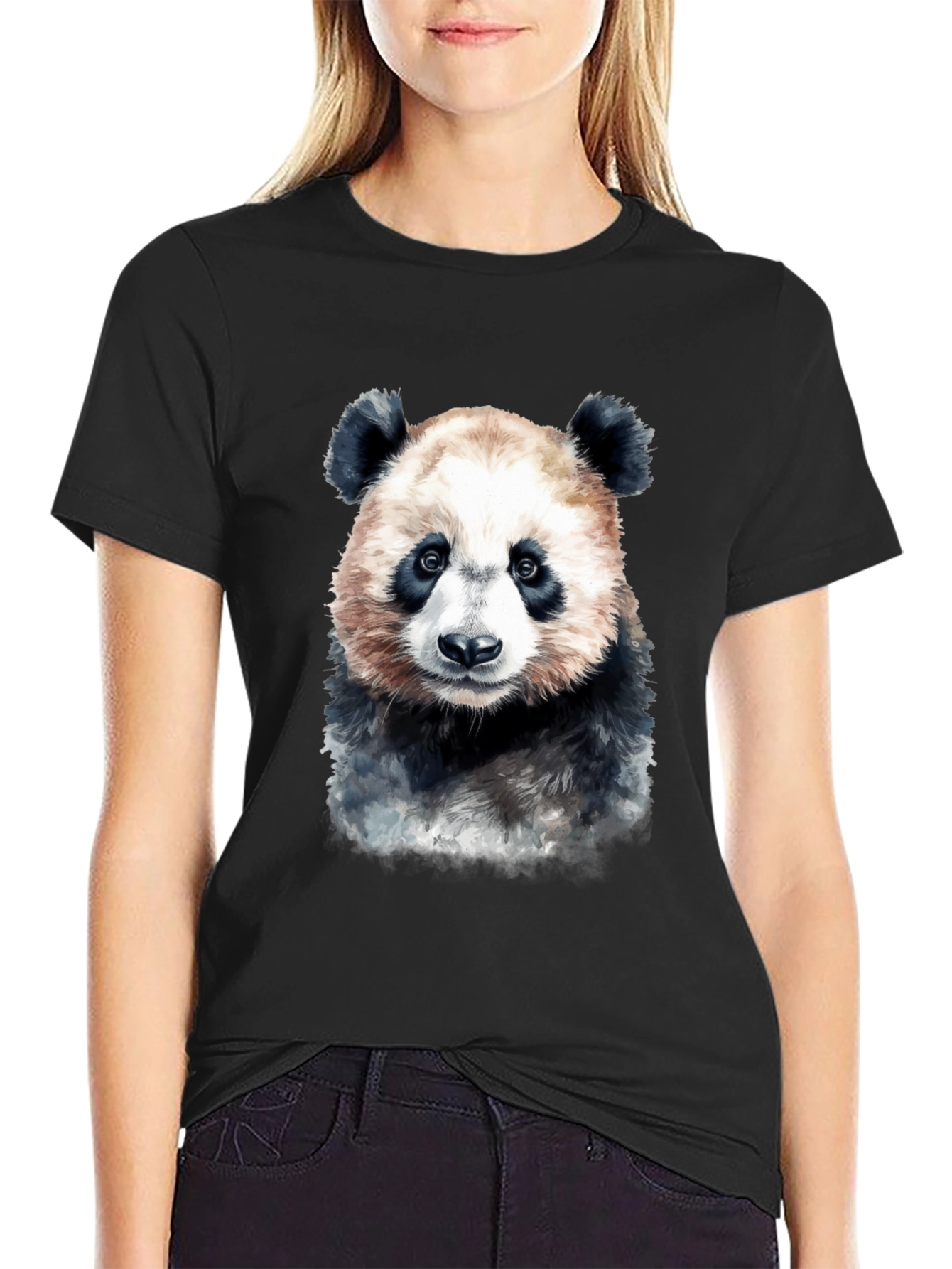 Panda Bear Graphic Tee - Soft Black T-Shirt