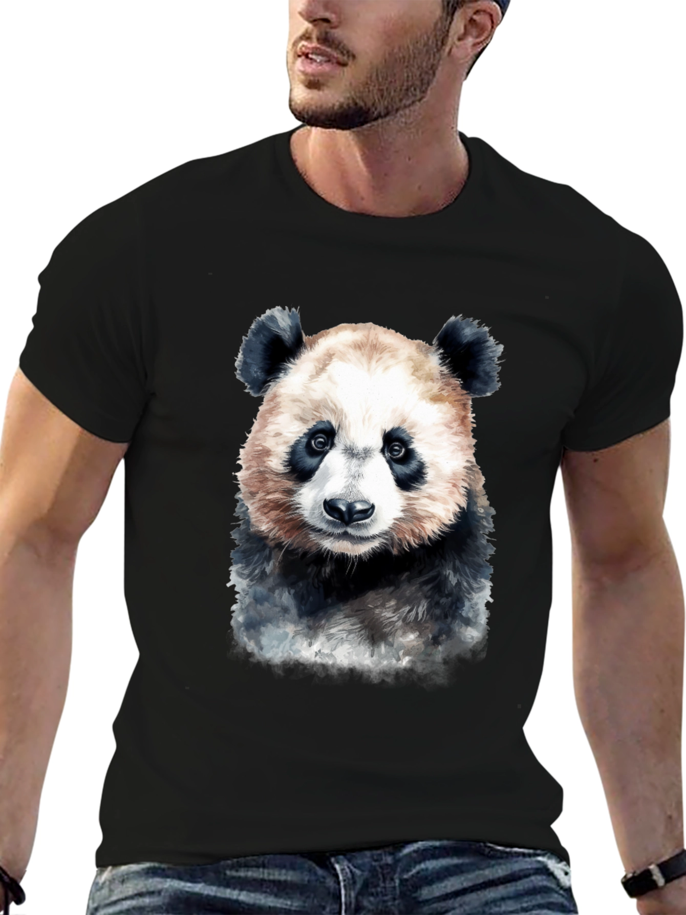 Panda Bear Graphic Tee - Soft Black T-Shirt