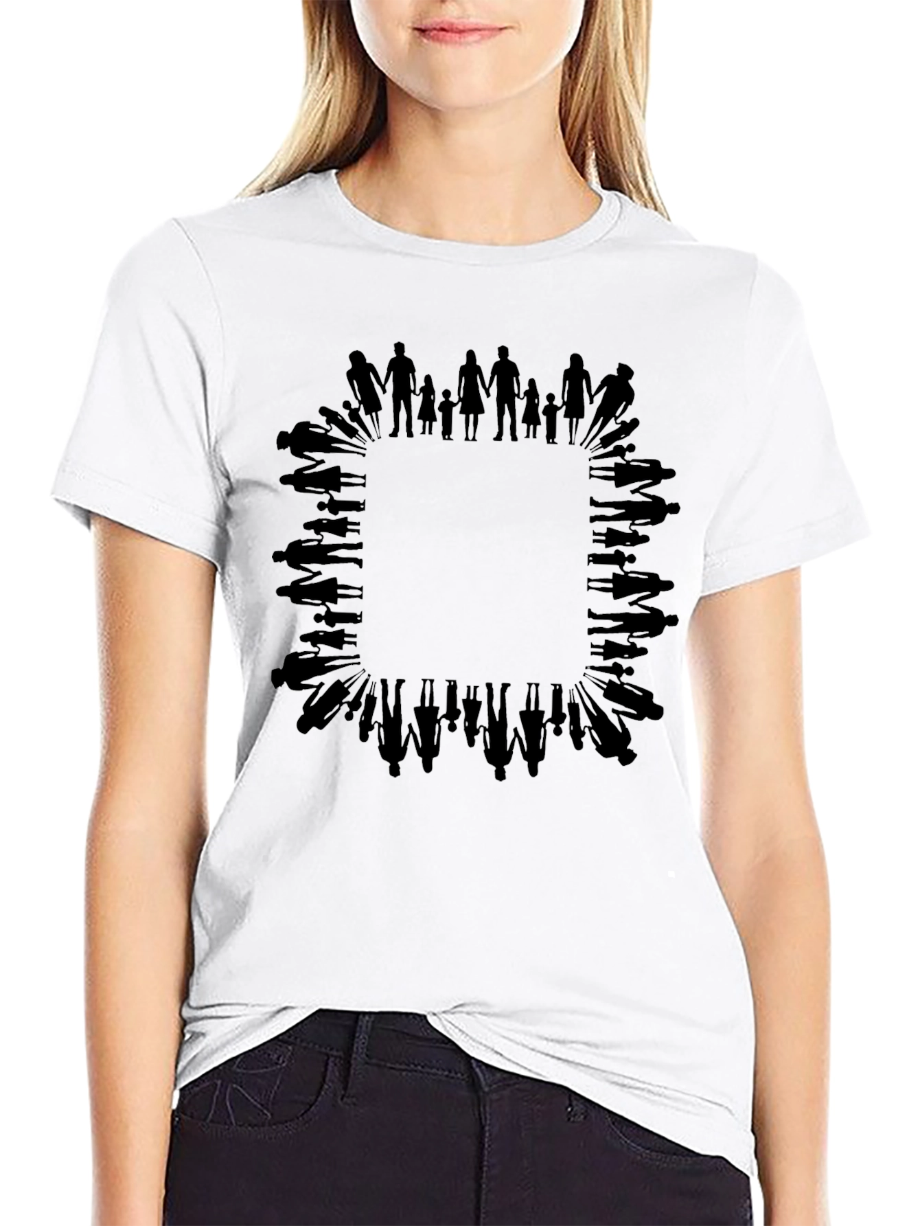 Family Silhouette Graphic Print Black T-Shirt