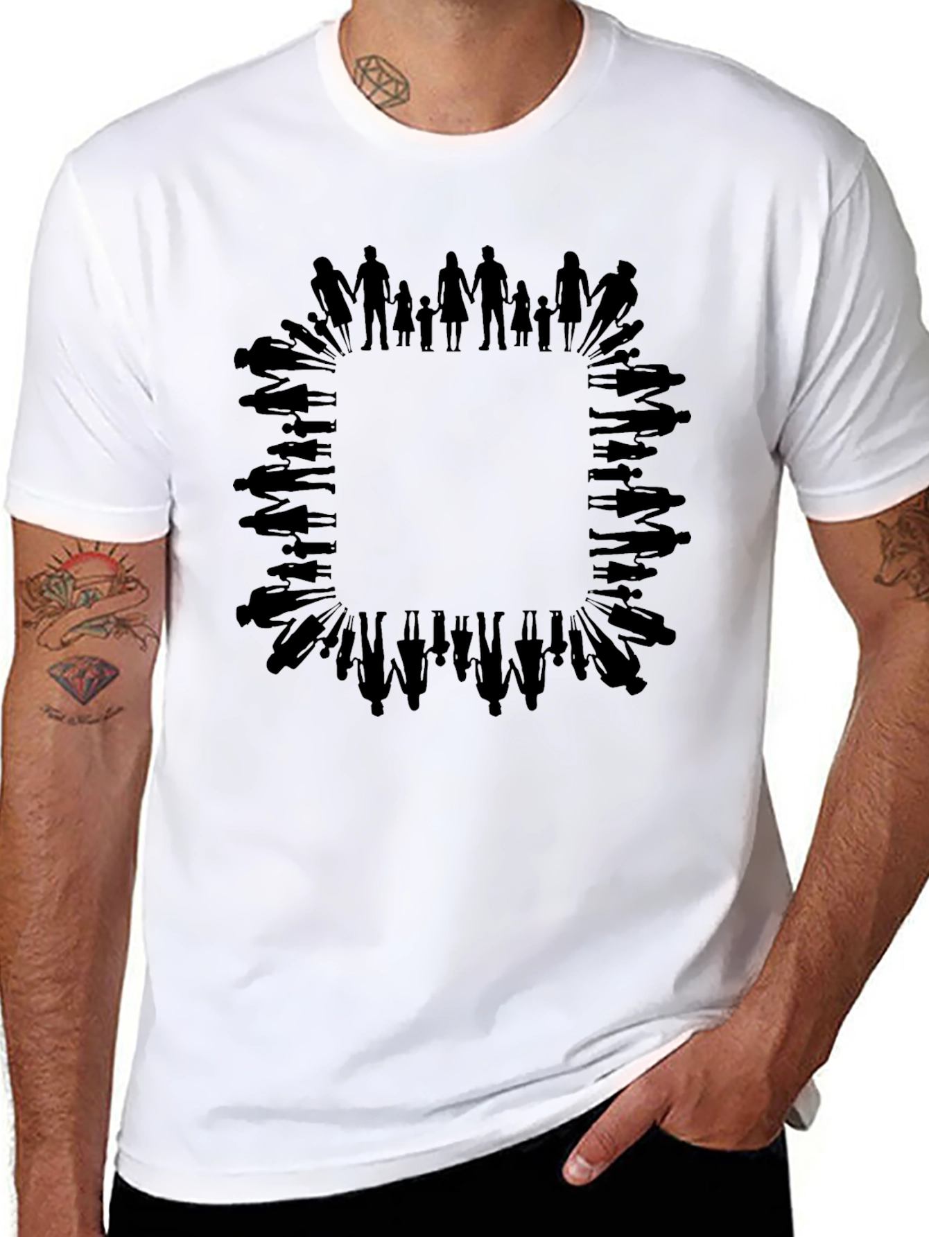 Family Silhouette Graphic Print Black T-Shirt