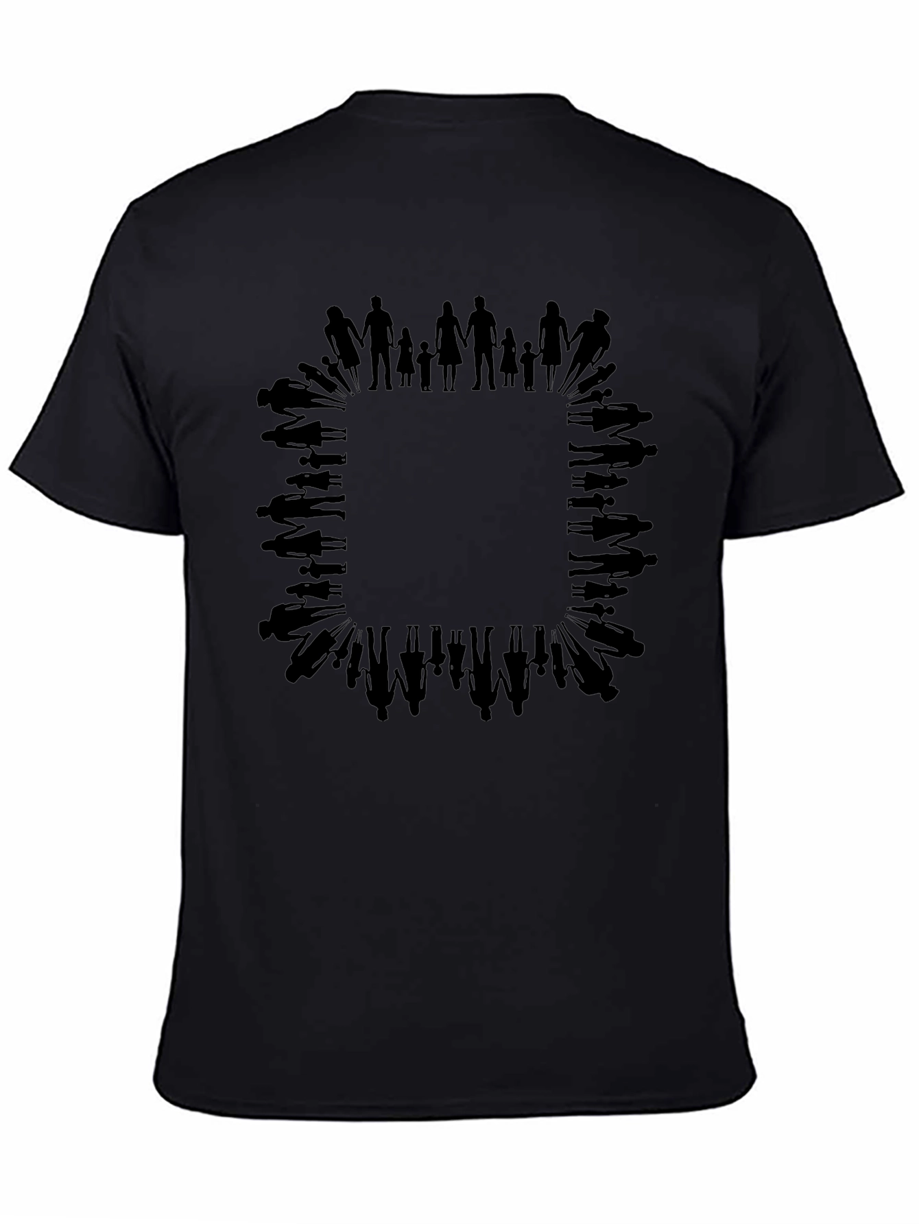 Family Silhouette Graphic Print Black T-Shirt