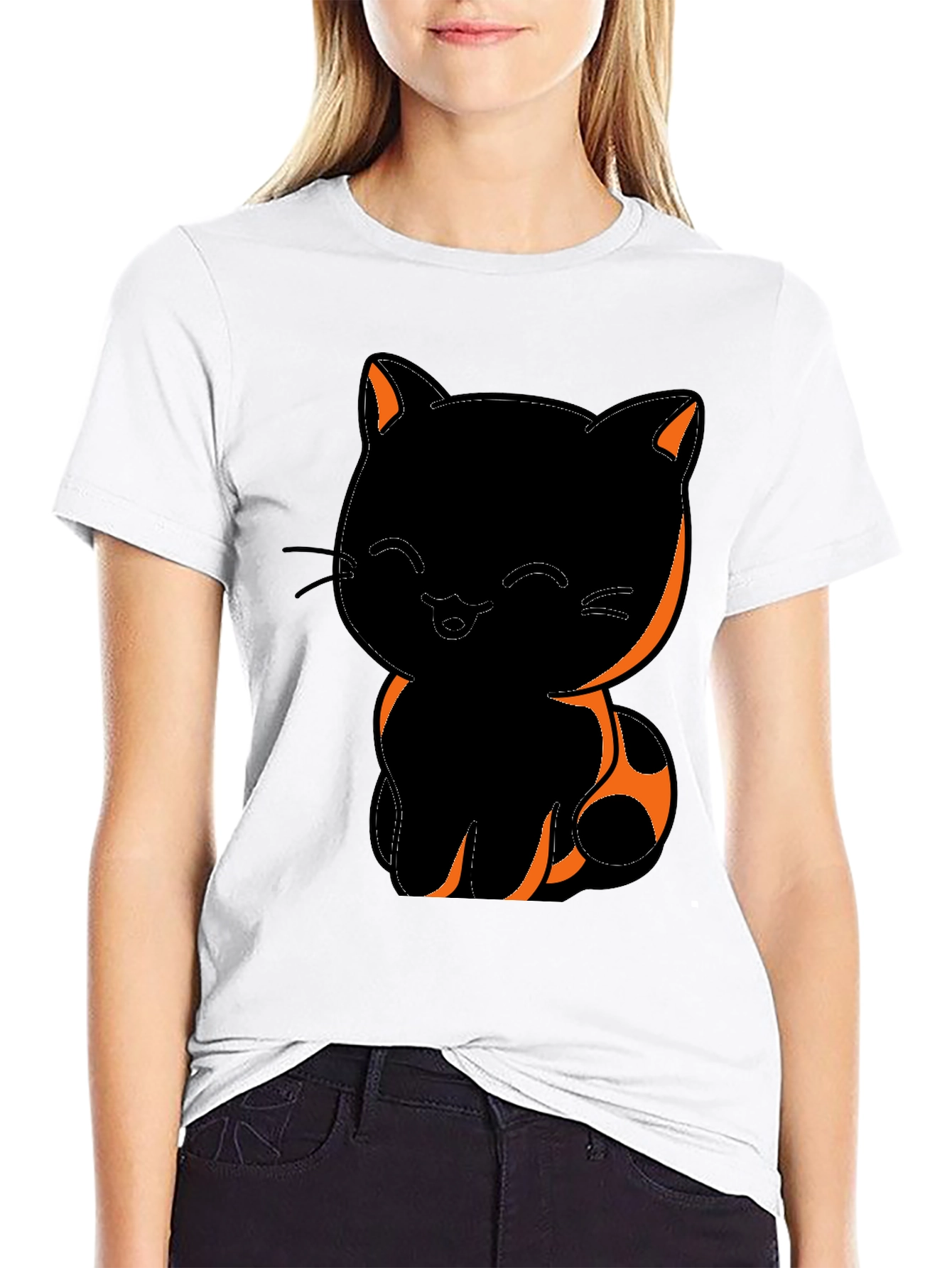 Cute Black Cat Graphic T-Shirt