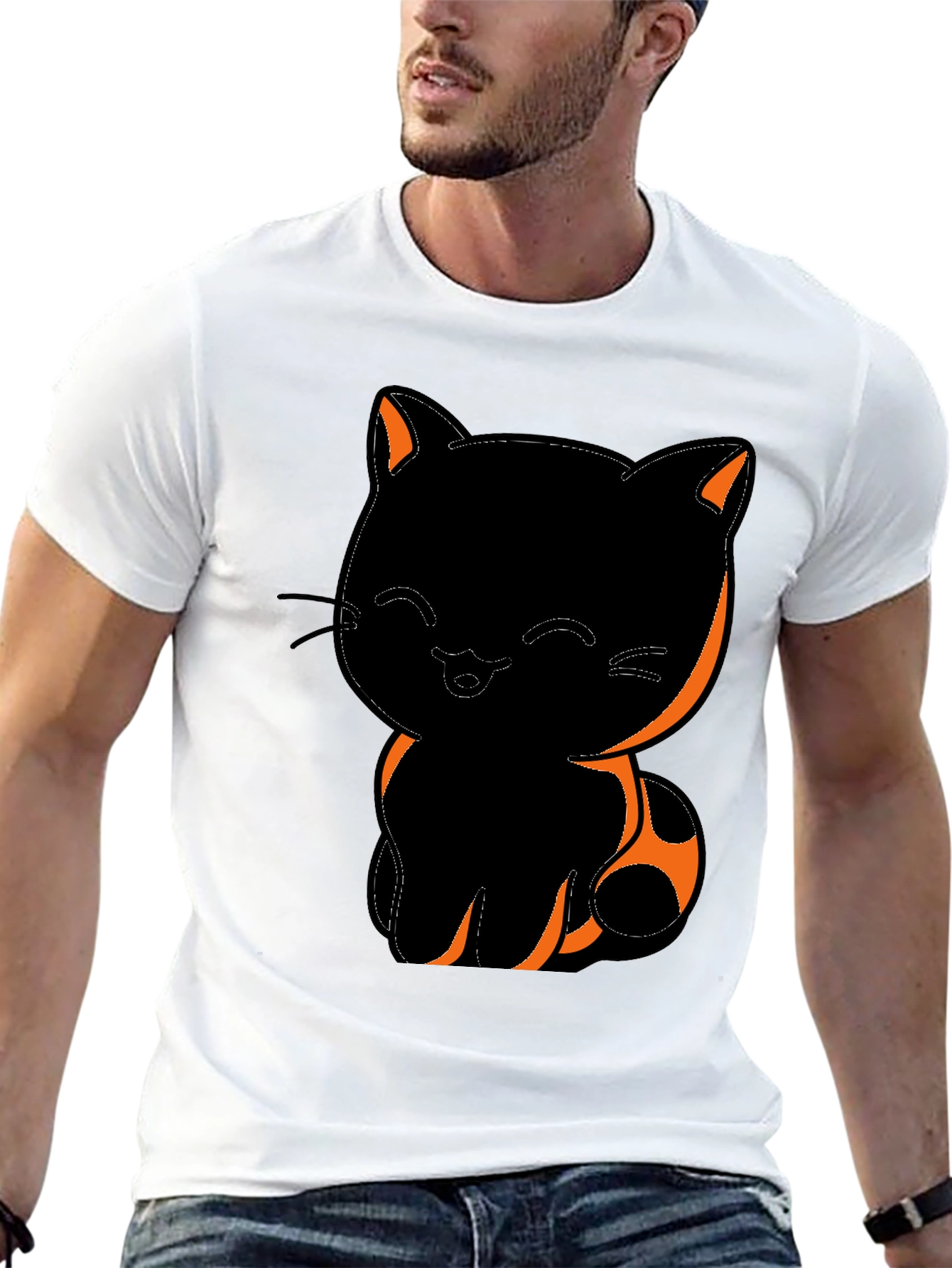 Cute Black Cat Graphic T-Shirt