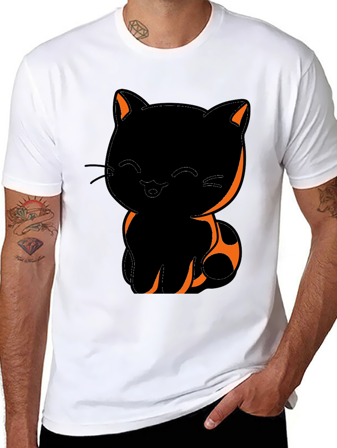 Cute Black Cat Graphic T-Shirt
