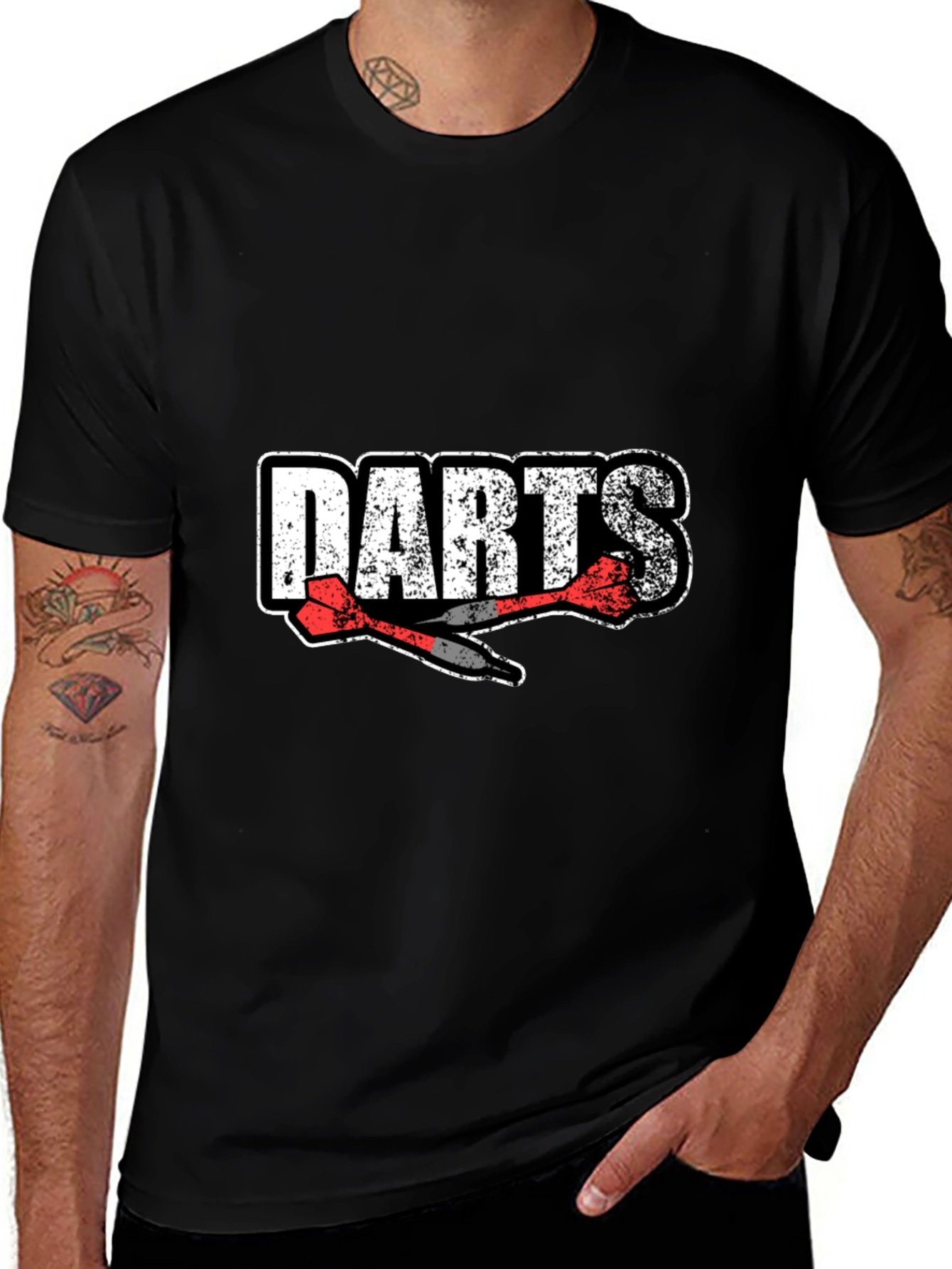 Darts Graphic Tee - Black Cotton Casual Wear