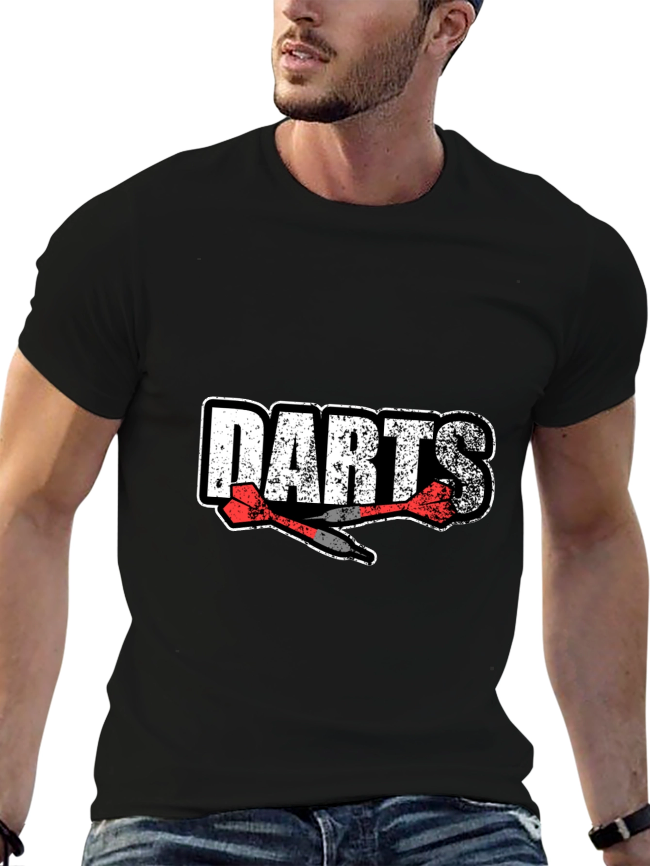 Darts Graphic Tee - Black Cotton Casual Wear