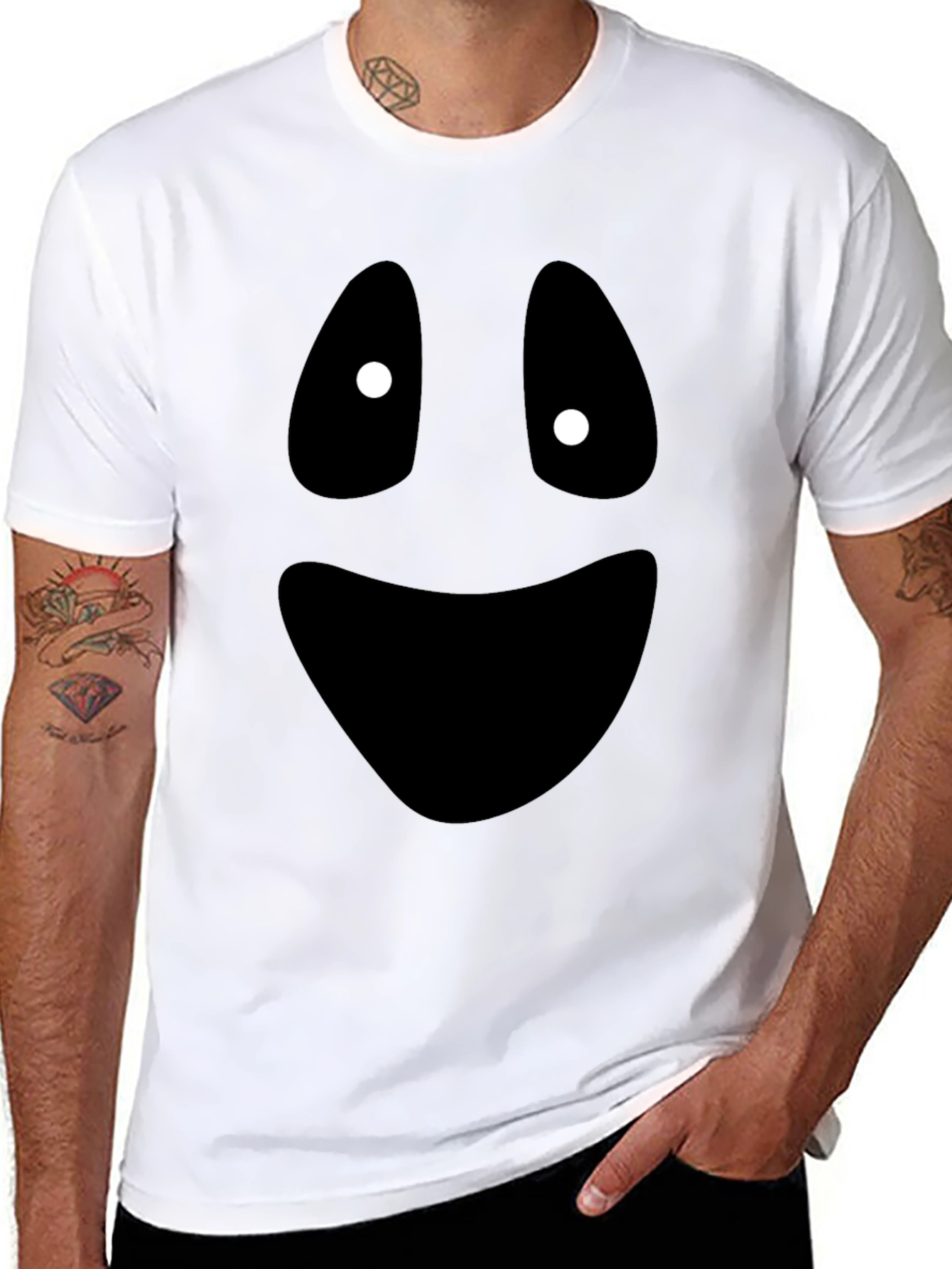 Spooky Ghost Face Graphic Tee - Halloween Fun