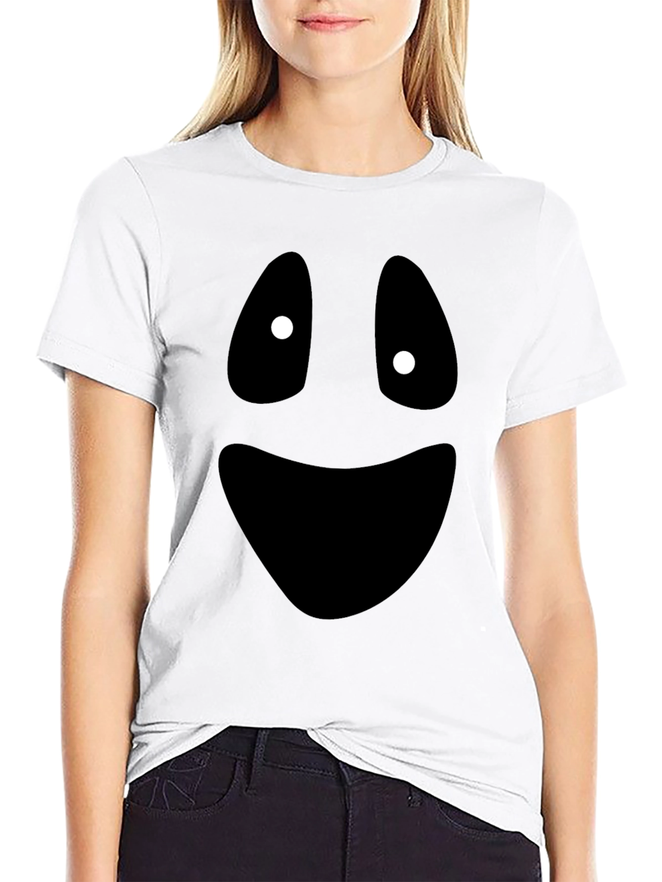 Spooky Ghost Face Graphic Tee - Halloween Fun
