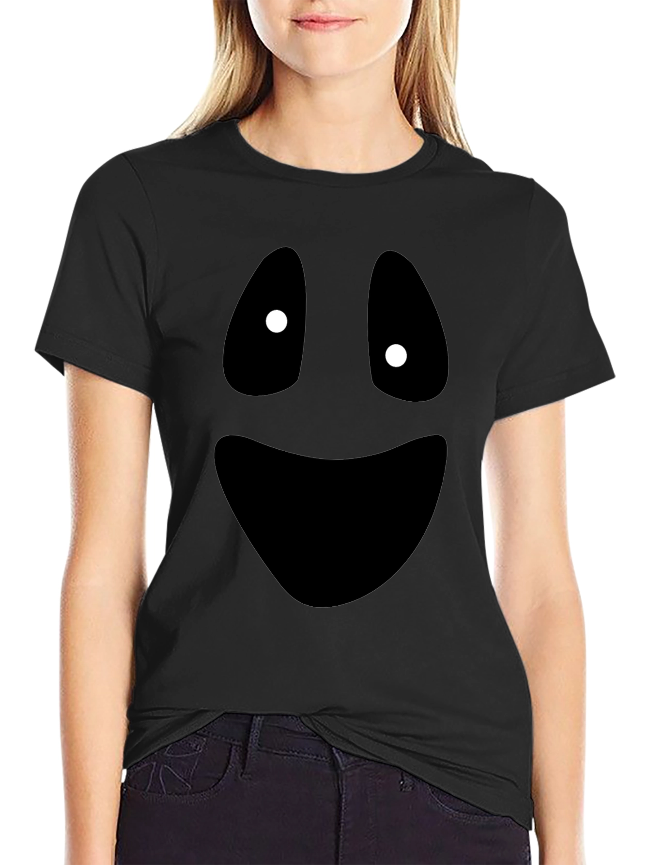 Spooky Ghost Face Graphic Tee - Halloween Fun